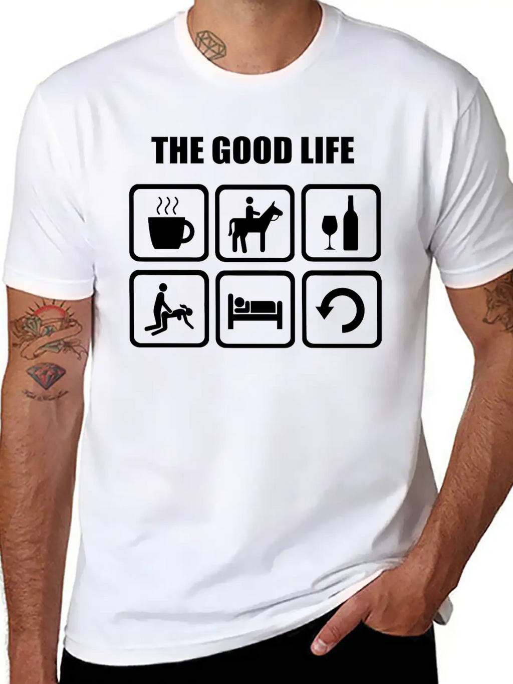 Horse Riding - The Good Life Horse Riding Relaxed Everyday Tee – Lightweight And Durable Cotton