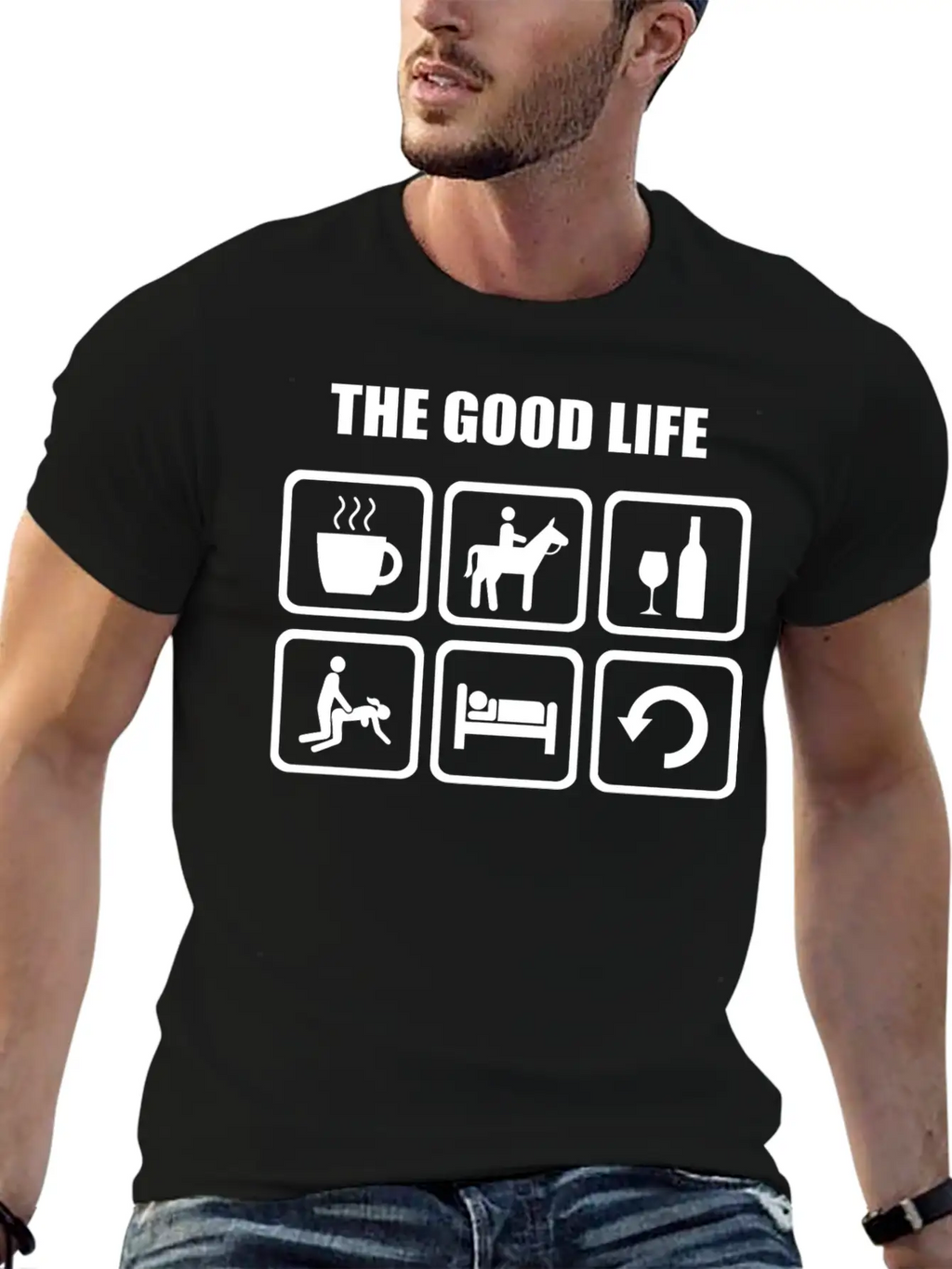 Horse Riding - The Good Life Horse Riding Relaxed Everyday Tee – Lightweight And Durable Cotton