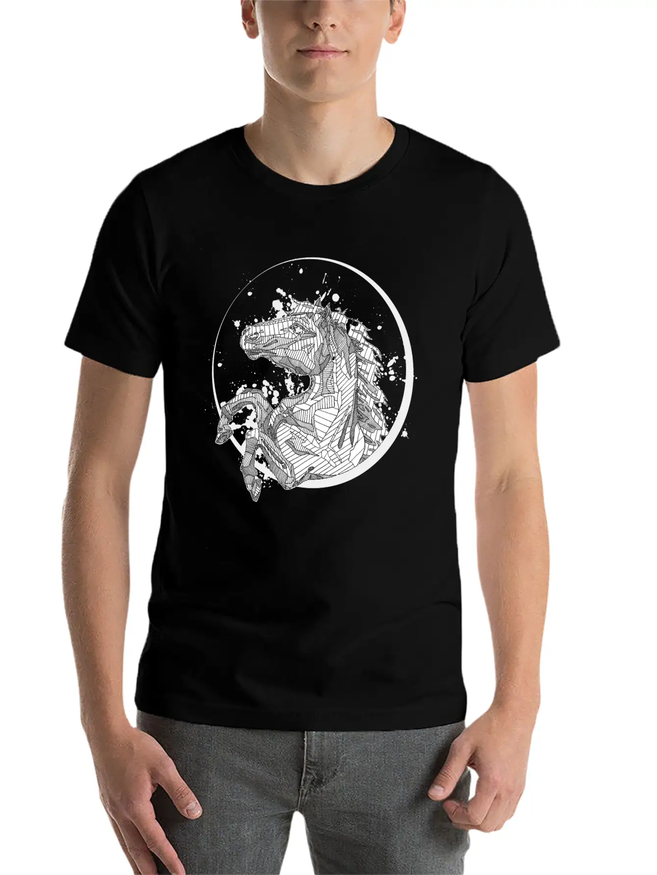 Horse Splatter Essential Cotton Tee For Daily Outfits – Unisex Style