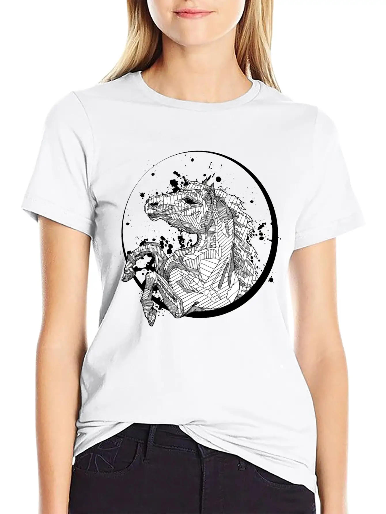 Horse Splatter Essential Cotton Tee For Daily Outfits – Unisex Style
