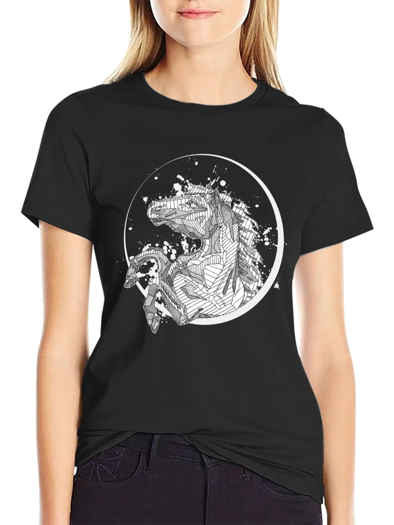 Horse Splatter Essential Cotton Tee For Daily Outfits – Unisex Style
