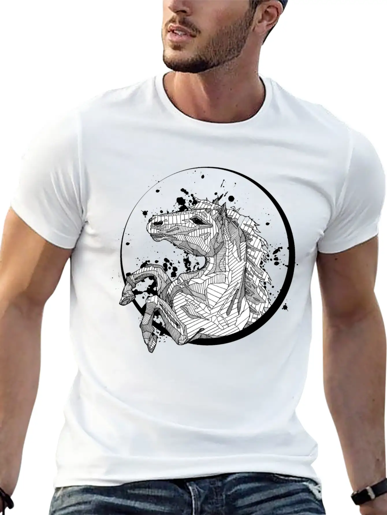 Horse Splatter Essential Cotton Tee For Daily Outfits – Unisex Style