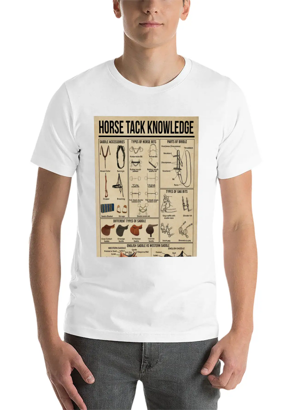 Horse Tack Knowledge Poster, Horse Lovers Gift Breathable Graphic T-Shirt – Perfect For Casual Days