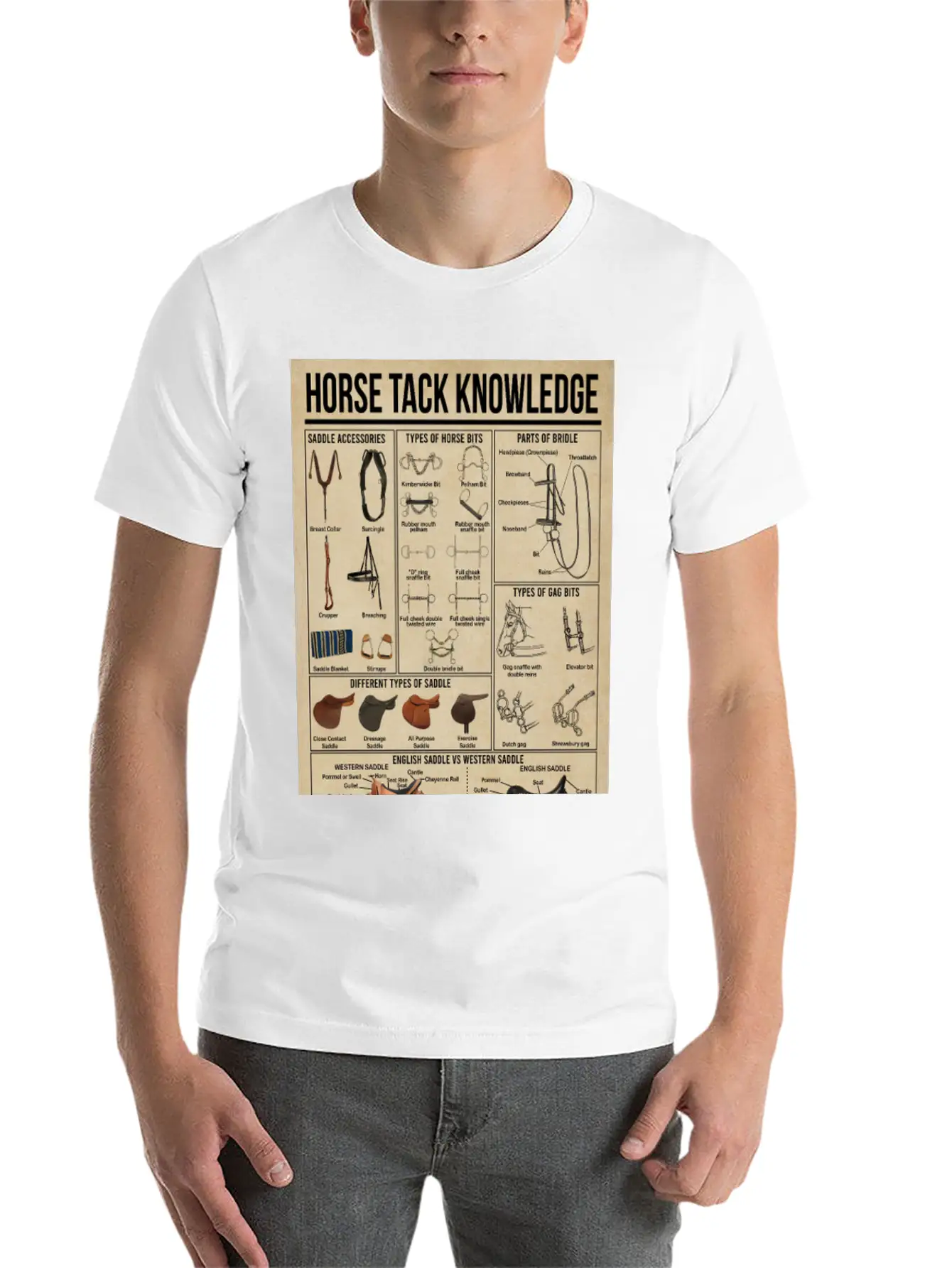 Horse Tack Knowledge Poster, Horse Lovers Gift Breathable Graphic T-Shirt – Perfect For Casual Days