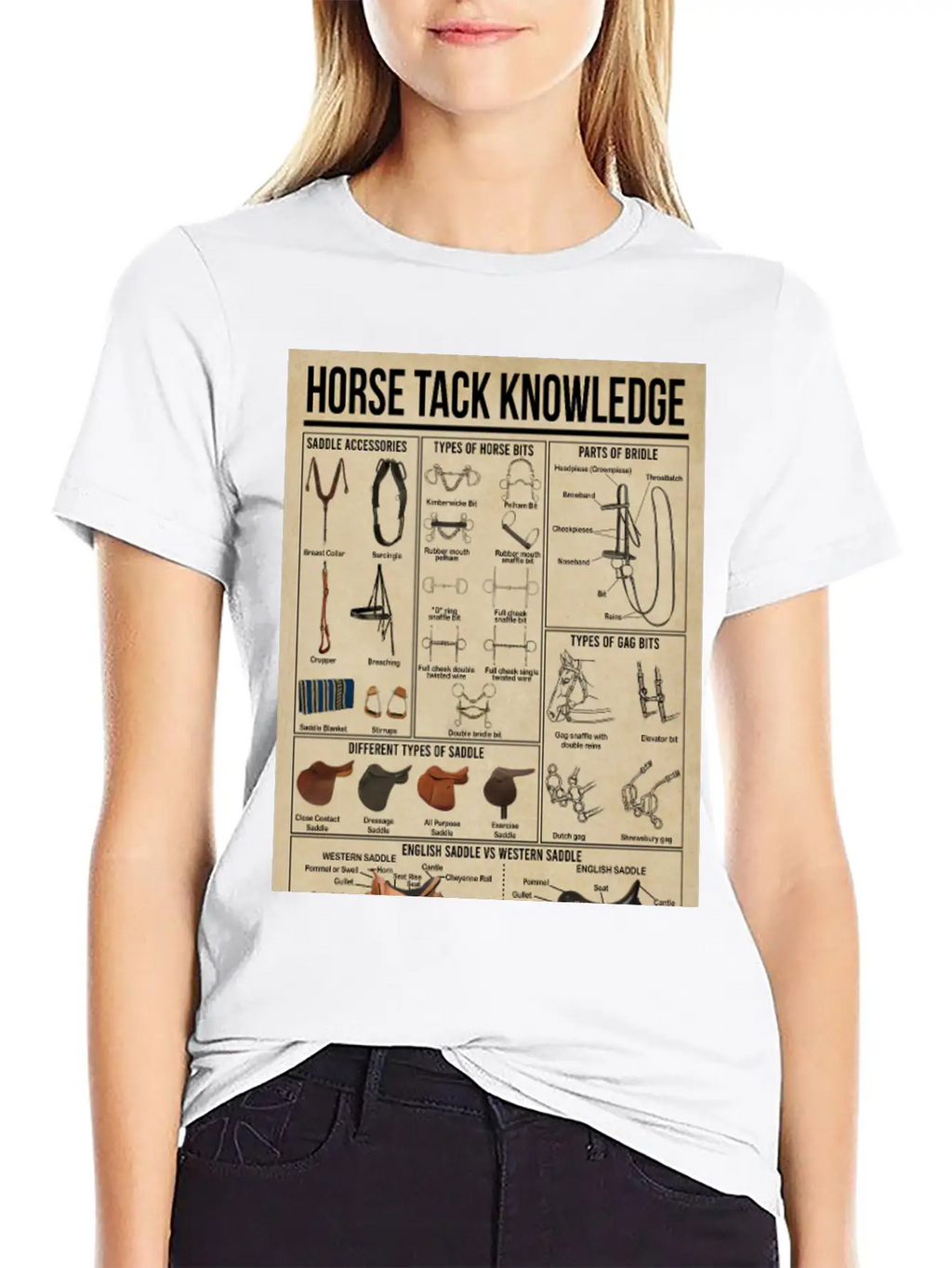 Horse Tack Knowledge Poster, Horse Lovers Gift Breathable Graphic T-Shirt – Perfect For Casual Days