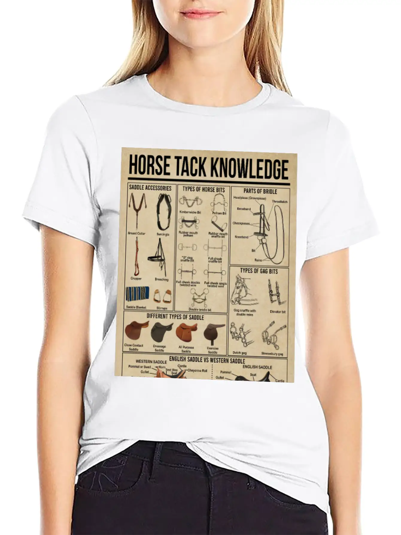 Horse Tack Knowledge Poster, Horse Lovers Gift Breathable Graphic T-Shirt – Perfect For Casual Days