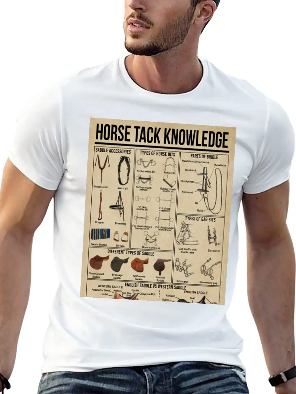Horse Tack Knowledge Poster, Horse Lovers Gift Breathable Graphic T-Shirt – Perfect For Casual Days