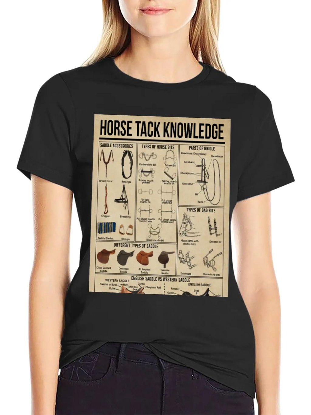 Horse Tack Knowledge Poster, Horse Lovers Gift Breathable Graphic T-Shirt – Perfect For Casual Days