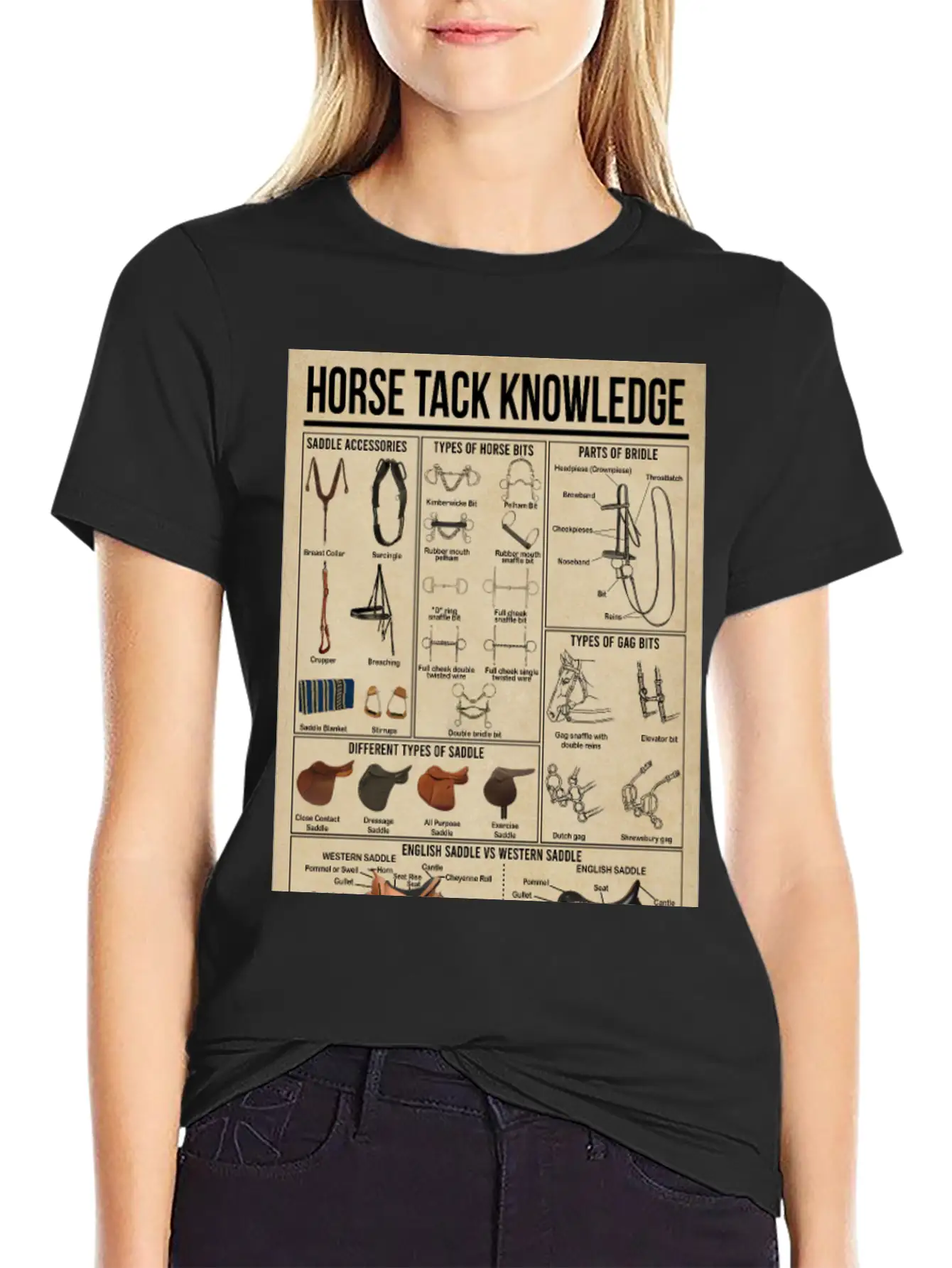 Horse Tack Knowledge Poster, Horse Lovers Gift Breathable Graphic T-Shirt – Perfect For Casual Days