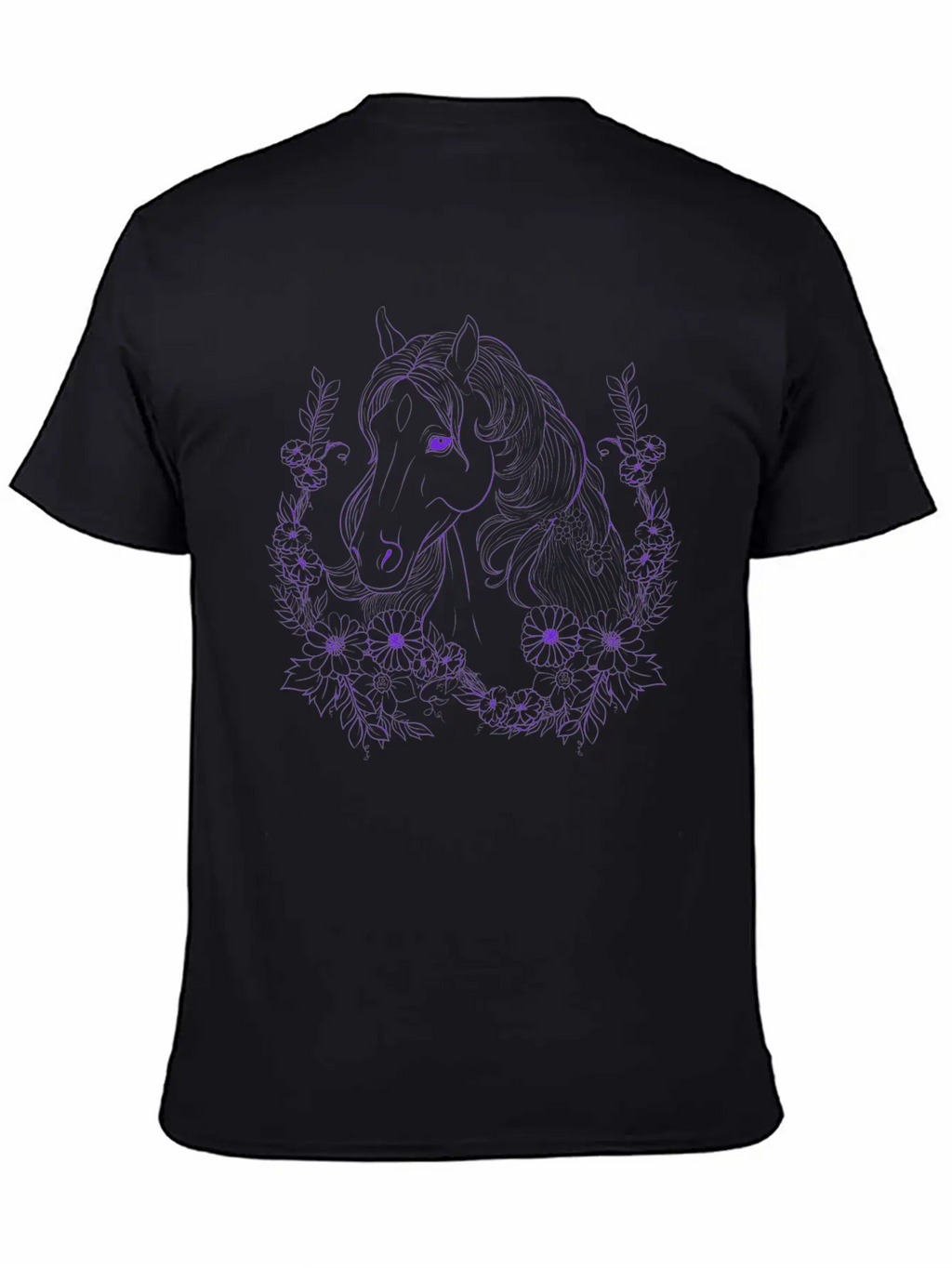 Horse With Florals Essential Cotton Tee For Daily Outfits – Unisex Style
