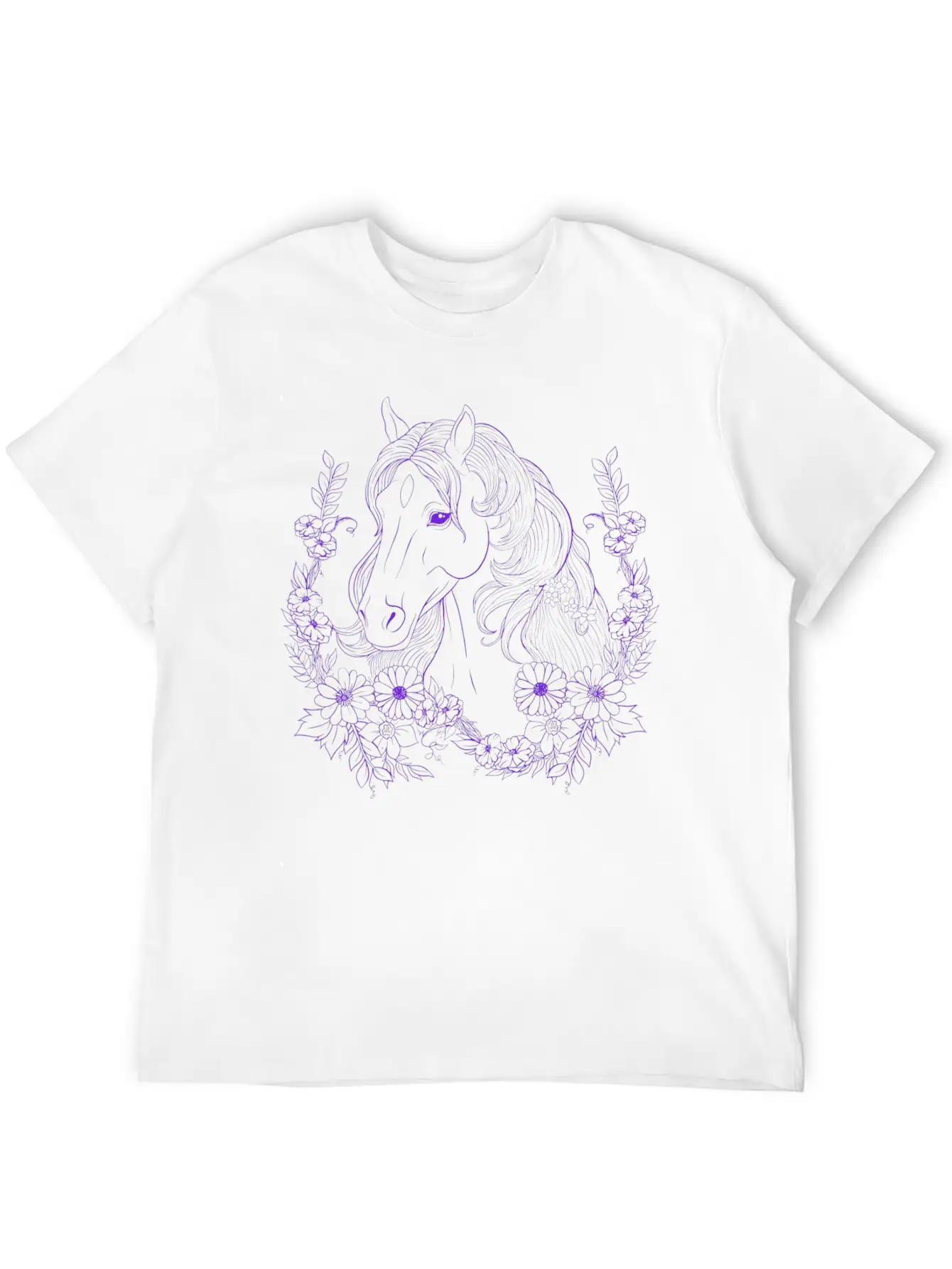 Horse With Florals Timeless Short Sleeve Tee – Comfy And Minimalist Design