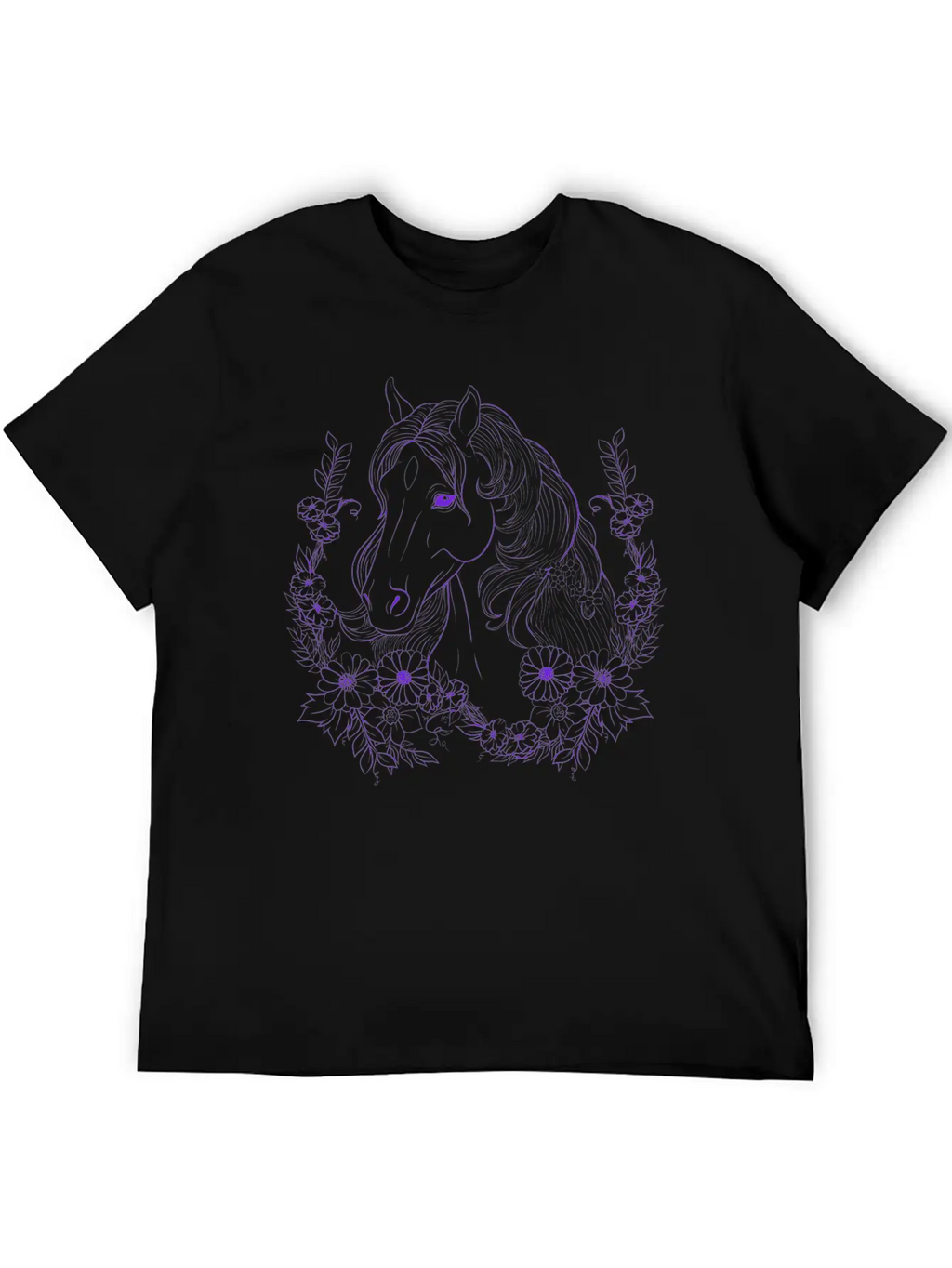 Horse With Florals Timeless Short Sleeve Tee – Comfy And Minimalist Design