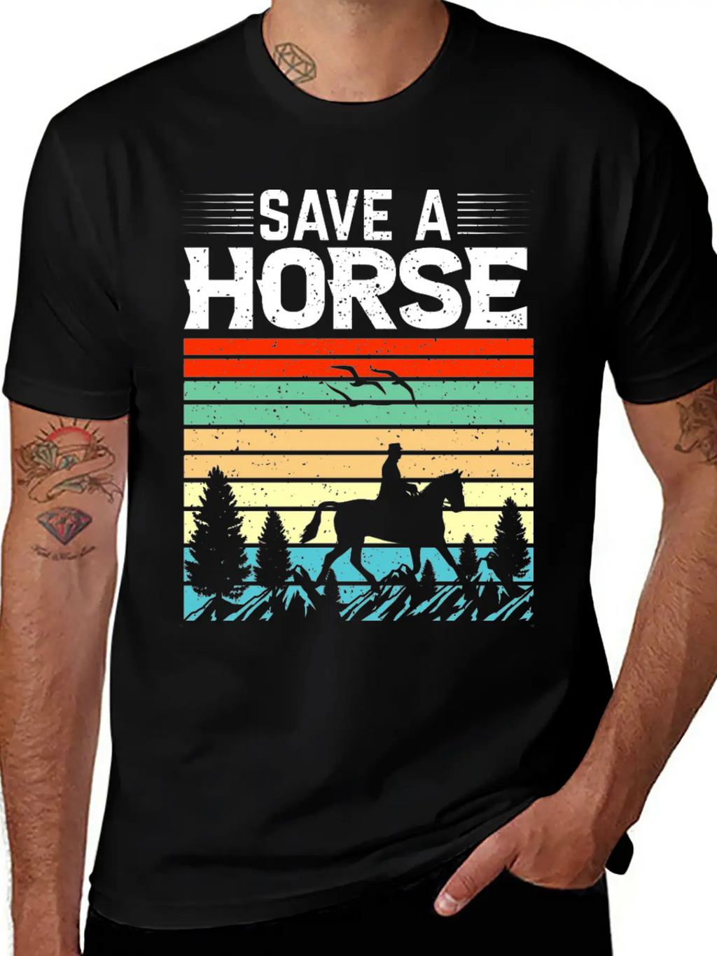 Horses, Horse Lovers Beautiful Design Quote. Breathable Soft Cotton T-Shirt – Timeless Casual Look