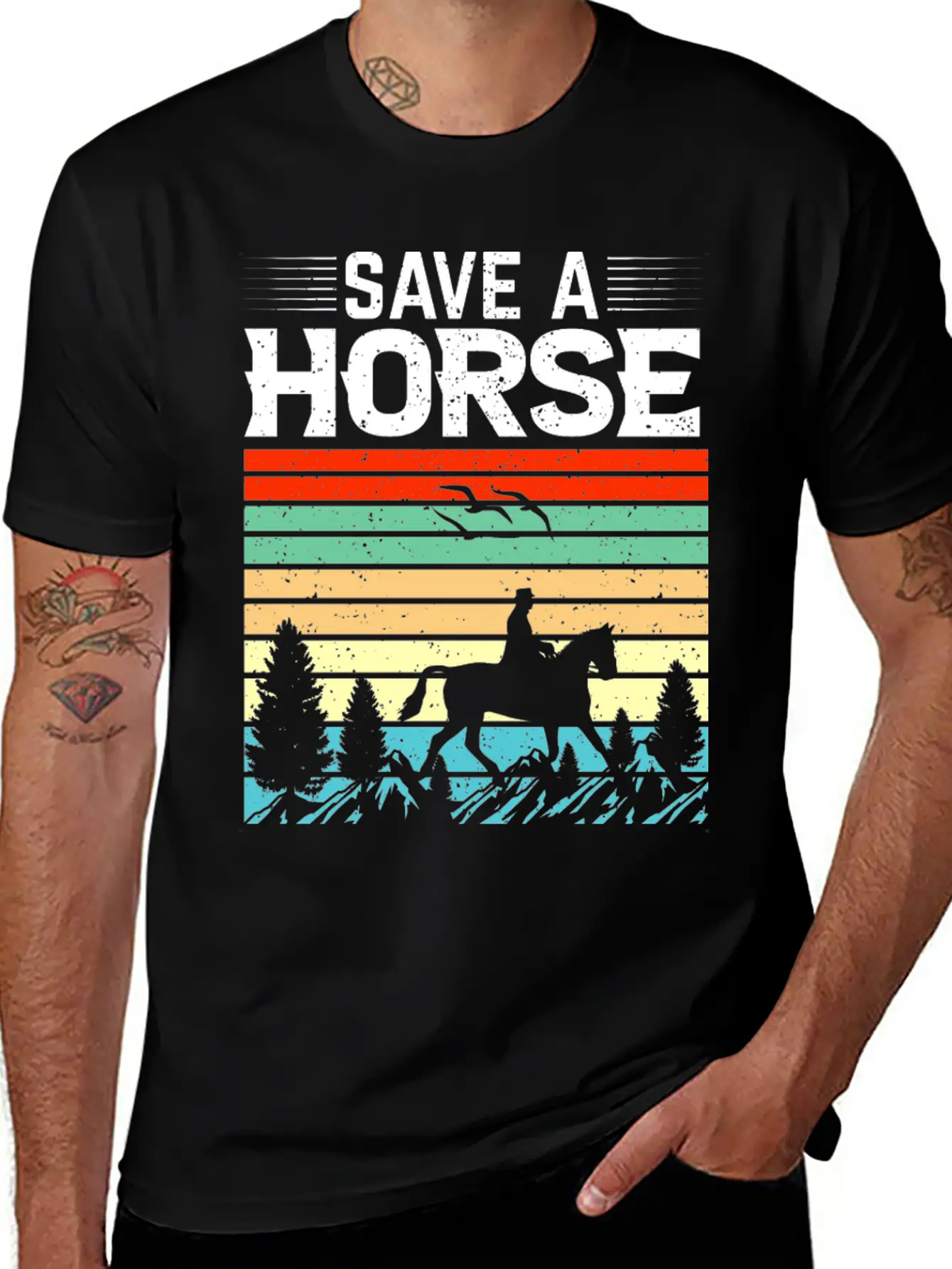 Horses, Horse Lovers Beautiful Design Quote. Breathable Soft Cotton T-Shirt – Timeless Casual Look