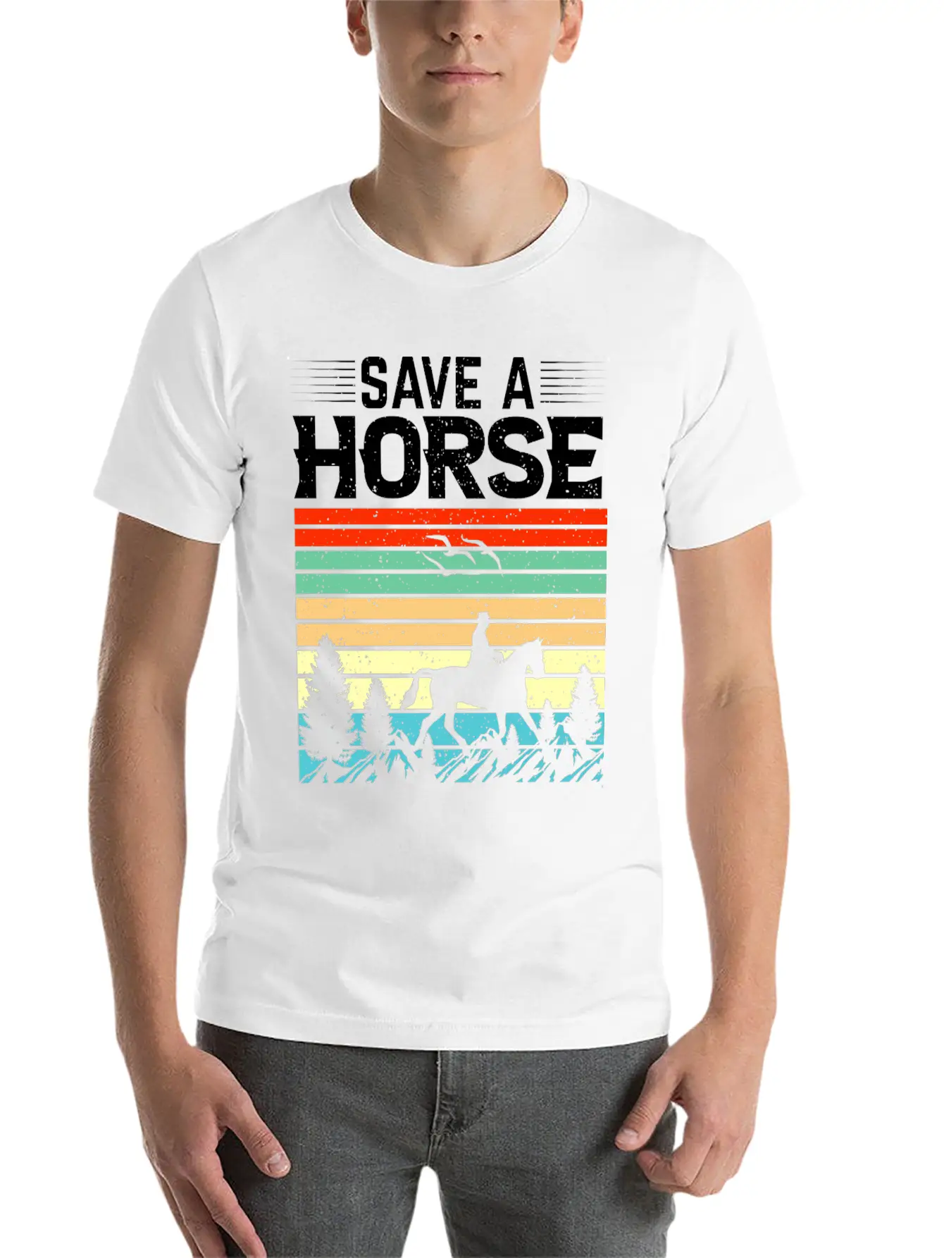 Horses, Horse Lovers Beautiful Design Quote. Breathable Soft Cotton T-Shirt – Timeless Casual Look