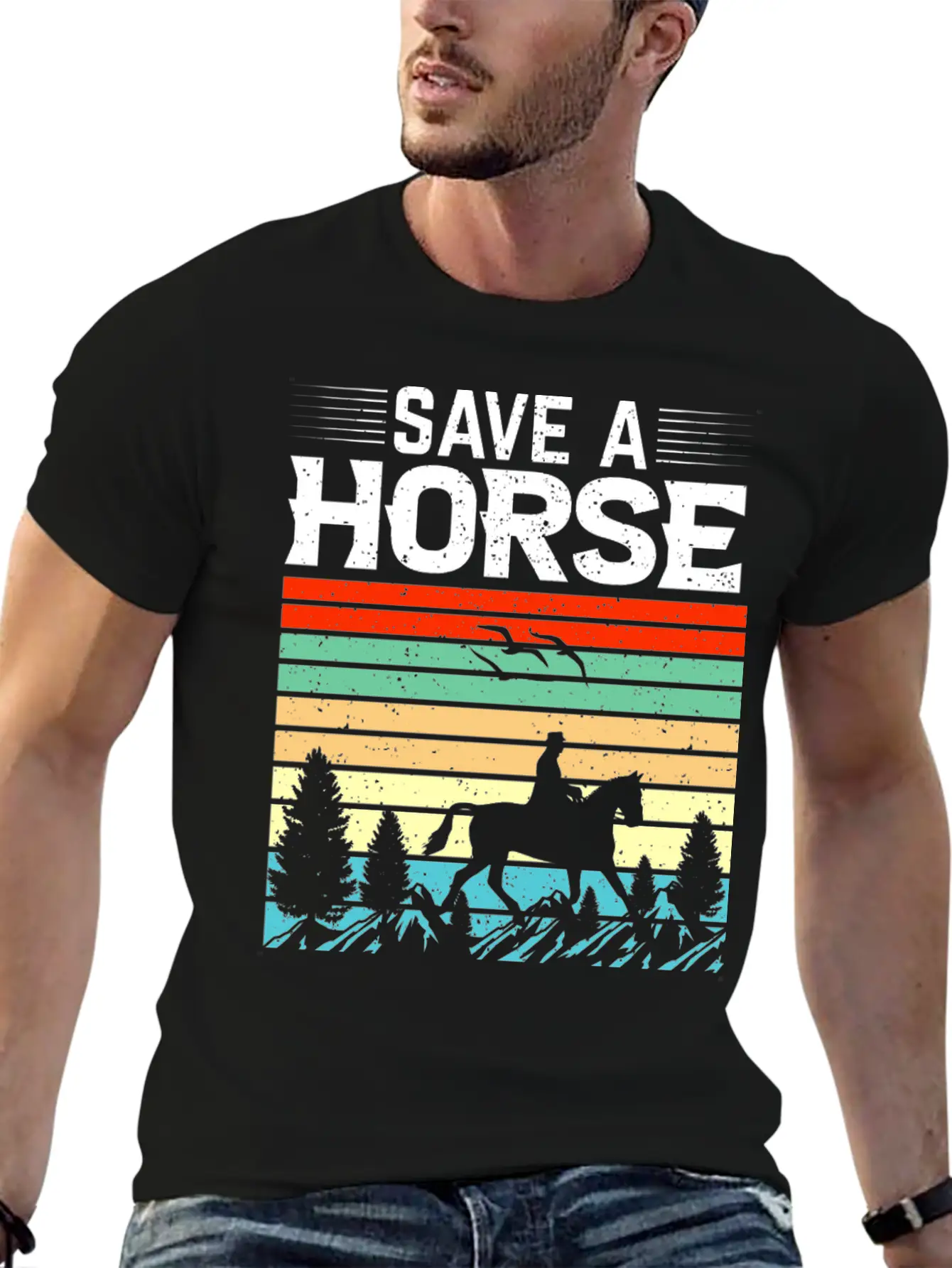 Horses, Horse Lovers Beautiful Design Quote. Breathable Soft Cotton T-Shirt – Timeless Casual Look