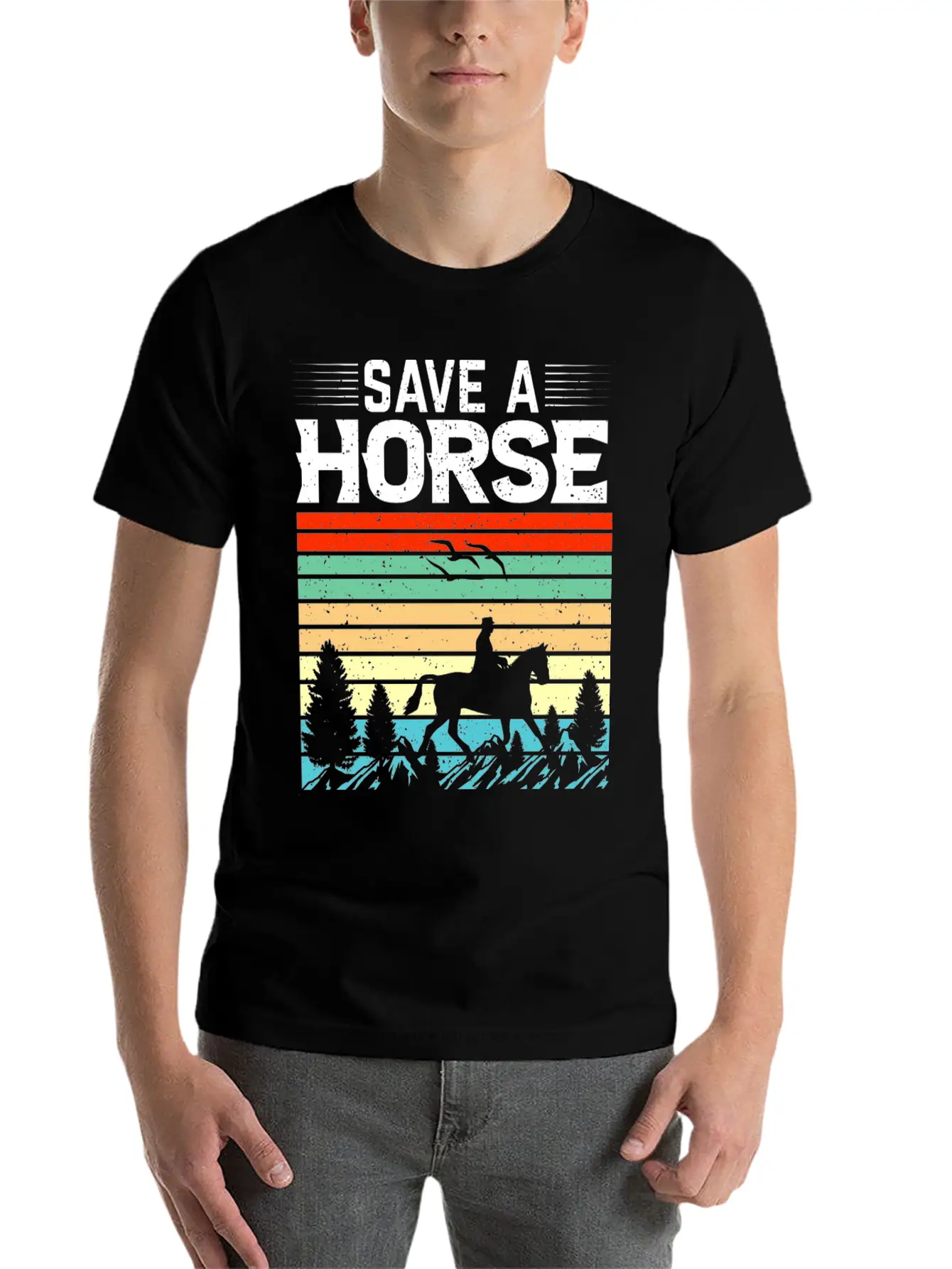 Horses, Horse Lovers Beautiful Design Quote. Breathable Soft Cotton T-Shirt – Timeless Casual Look