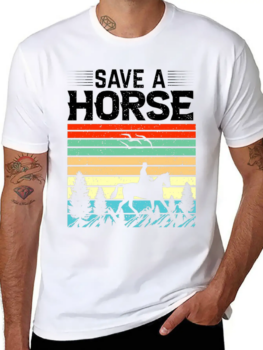 Horses, Horse Lovers Beautiful Design Quote. Breathable Soft Cotton T-Shirt – Timeless Casual Look