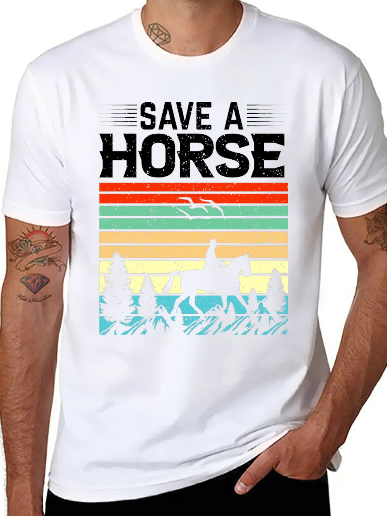 Horses, Horse Lovers Beautiful Design Quote. Breathable Soft Cotton T-Shirt – Timeless Casual Look