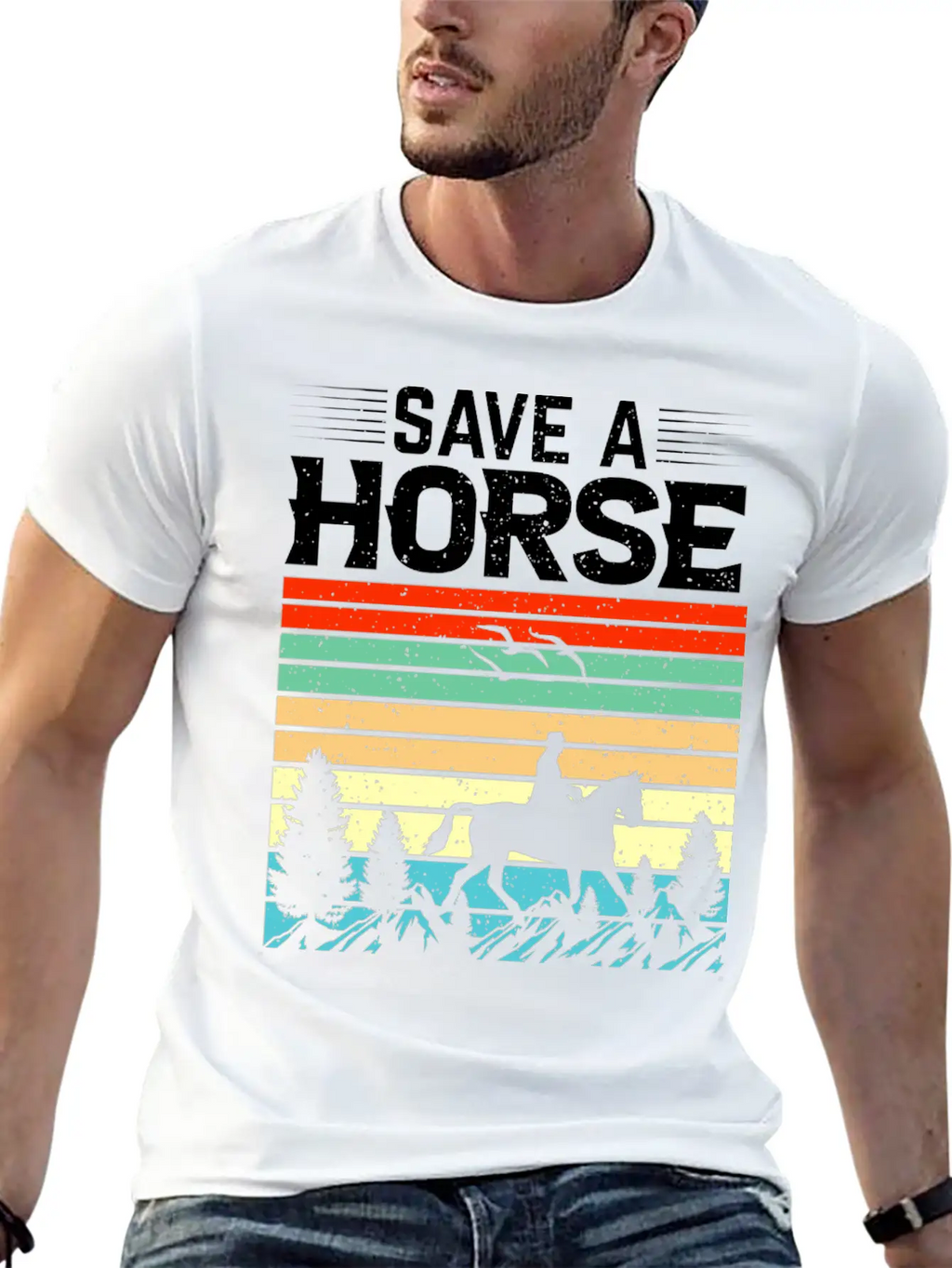 Horses, Horse Lovers Beautiful Design Quote. Breathable Soft Cotton T-Shirt – Timeless Casual Look