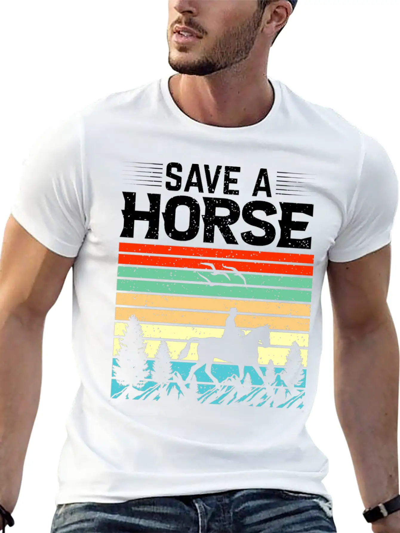 Horses, Horse Lovers Beautiful Design Quote. Breathable Soft Cotton T-Shirt – Timeless Casual Look