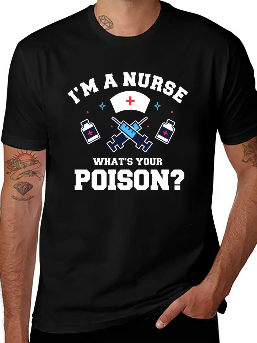 Hospital Registered Nurse Poison Syringe Sarcastic Basic Graphic T-Shirt – Daily Comfort In Soft Cotton