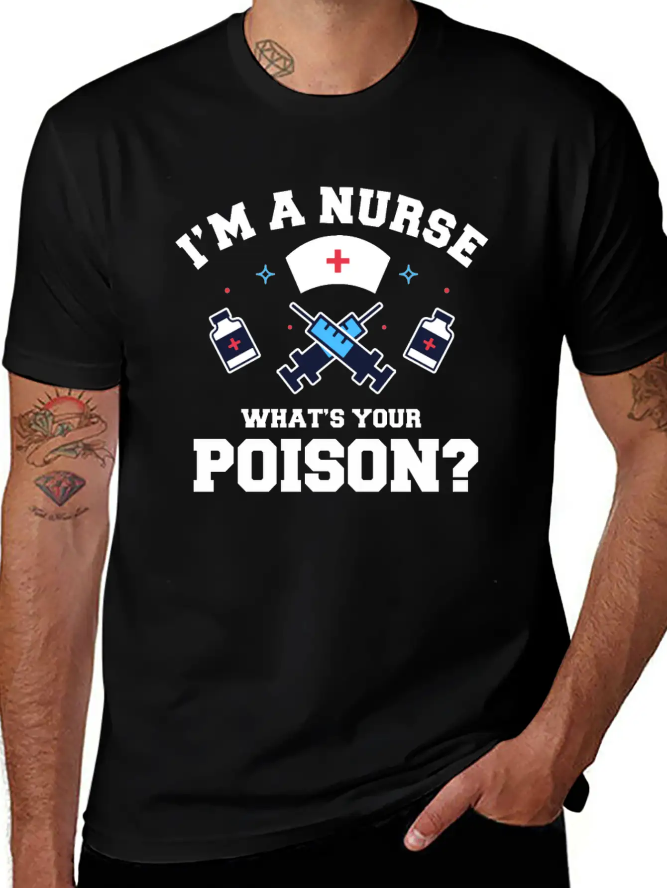 Hospital Registered Nurse Poison Syringe Sarcastic Basic Graphic T-Shirt – Daily Comfort In Soft Cotton