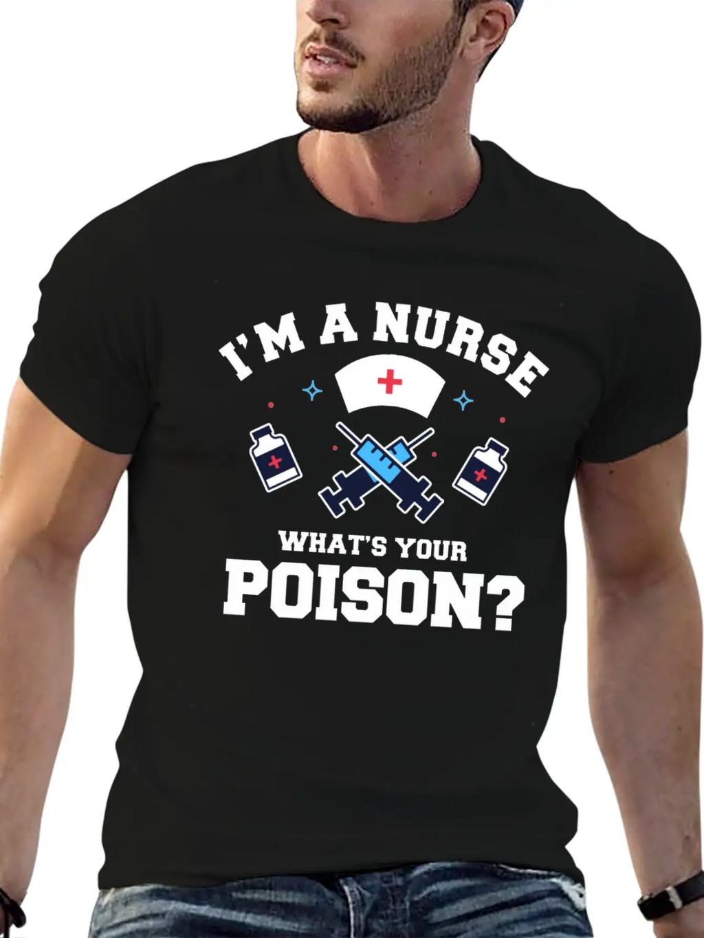 Hospital Registered Nurse Poison Syringe Sarcastic Basic Graphic T-Shirt – Daily Comfort In Soft Cotton