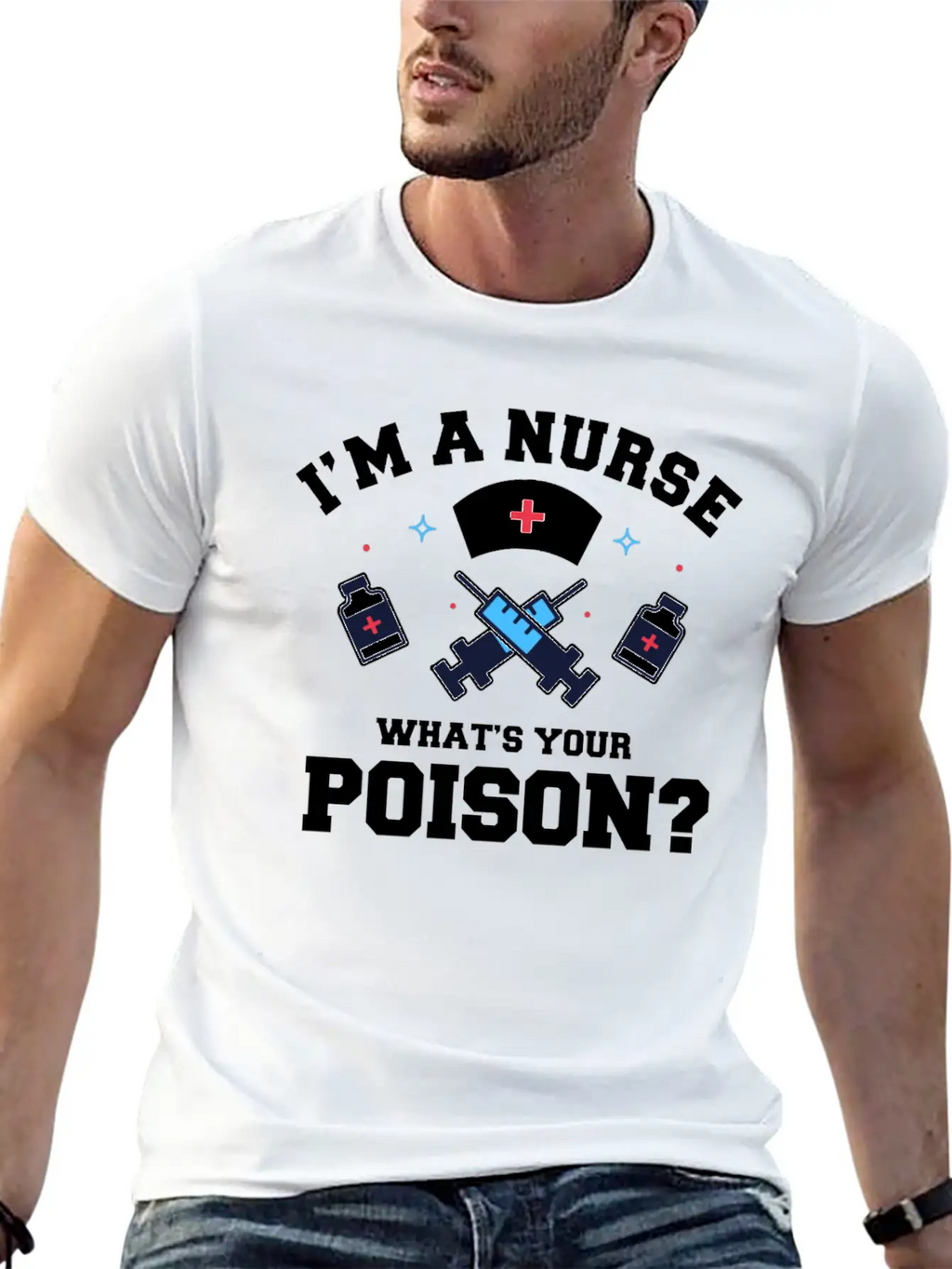 Hospital Registered Nurse Poison Syringe Sarcastic Basic Graphic T-Shirt – Daily Comfort In Soft Cotton