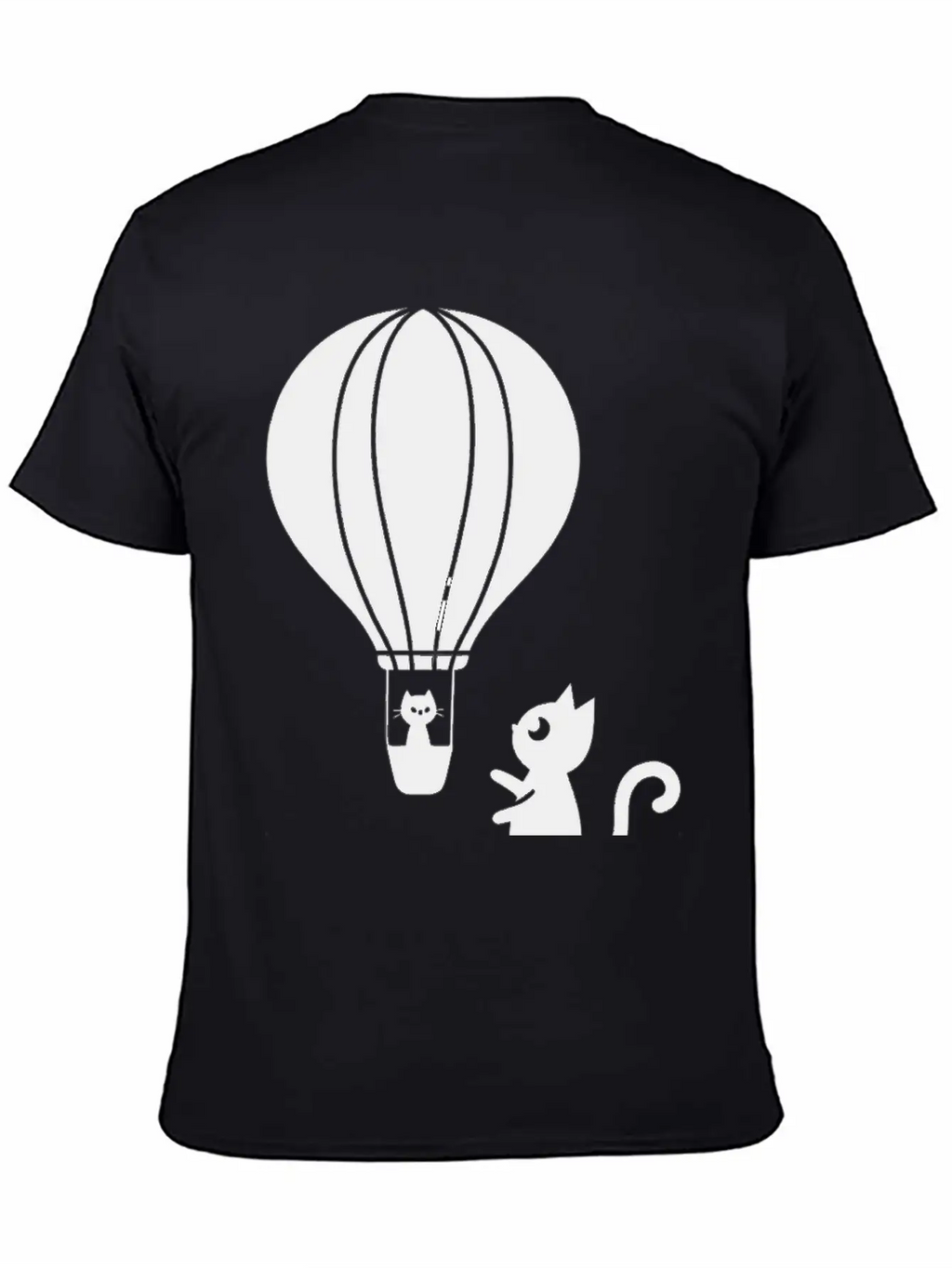 Hot Air Balloon And Cats Design Stylish Everyday T-Shirt – Unisex Basic Cotton Tee