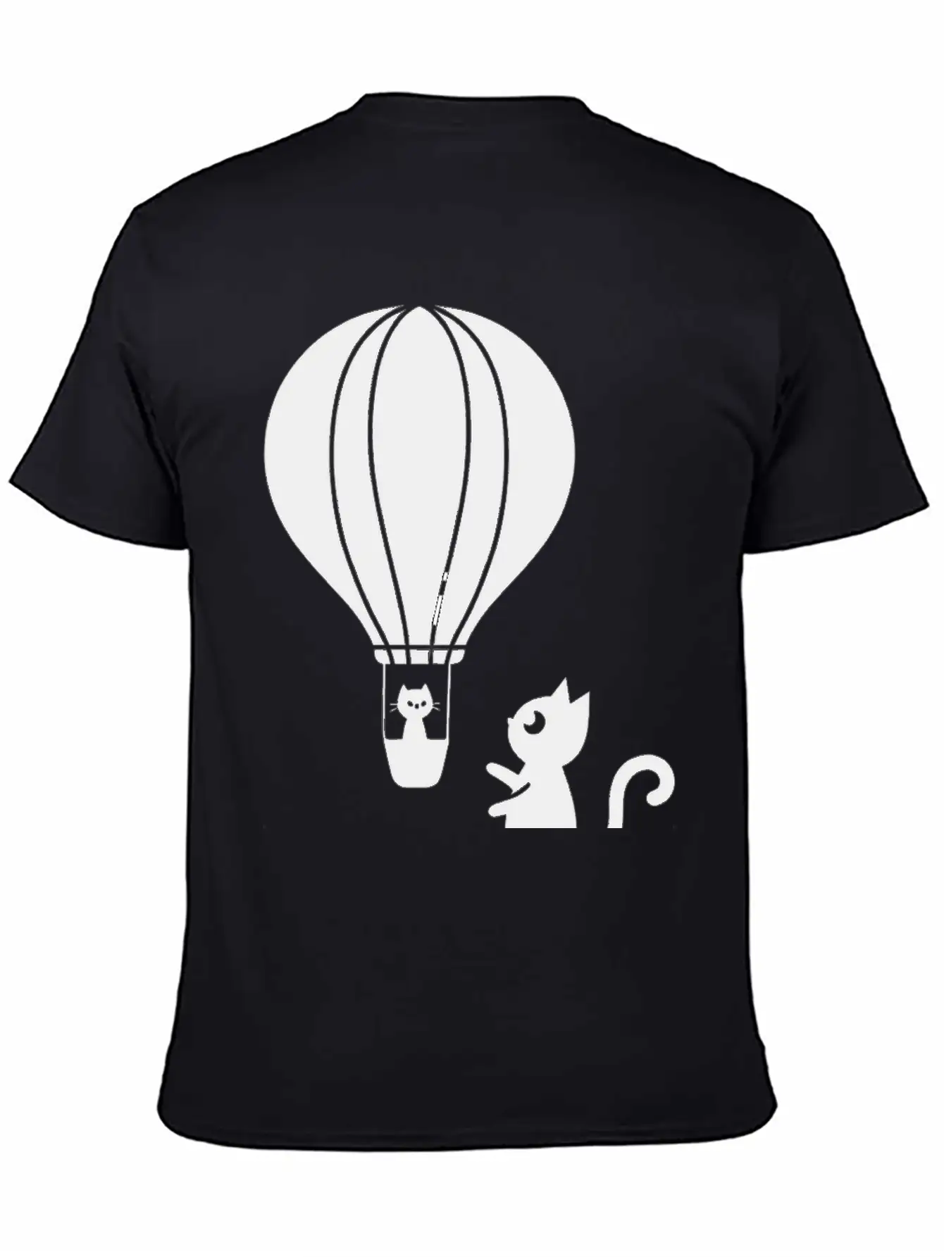 Hot Air Balloon And Cats Design Stylish Everyday T-Shirt – Unisex Basic Cotton Tee