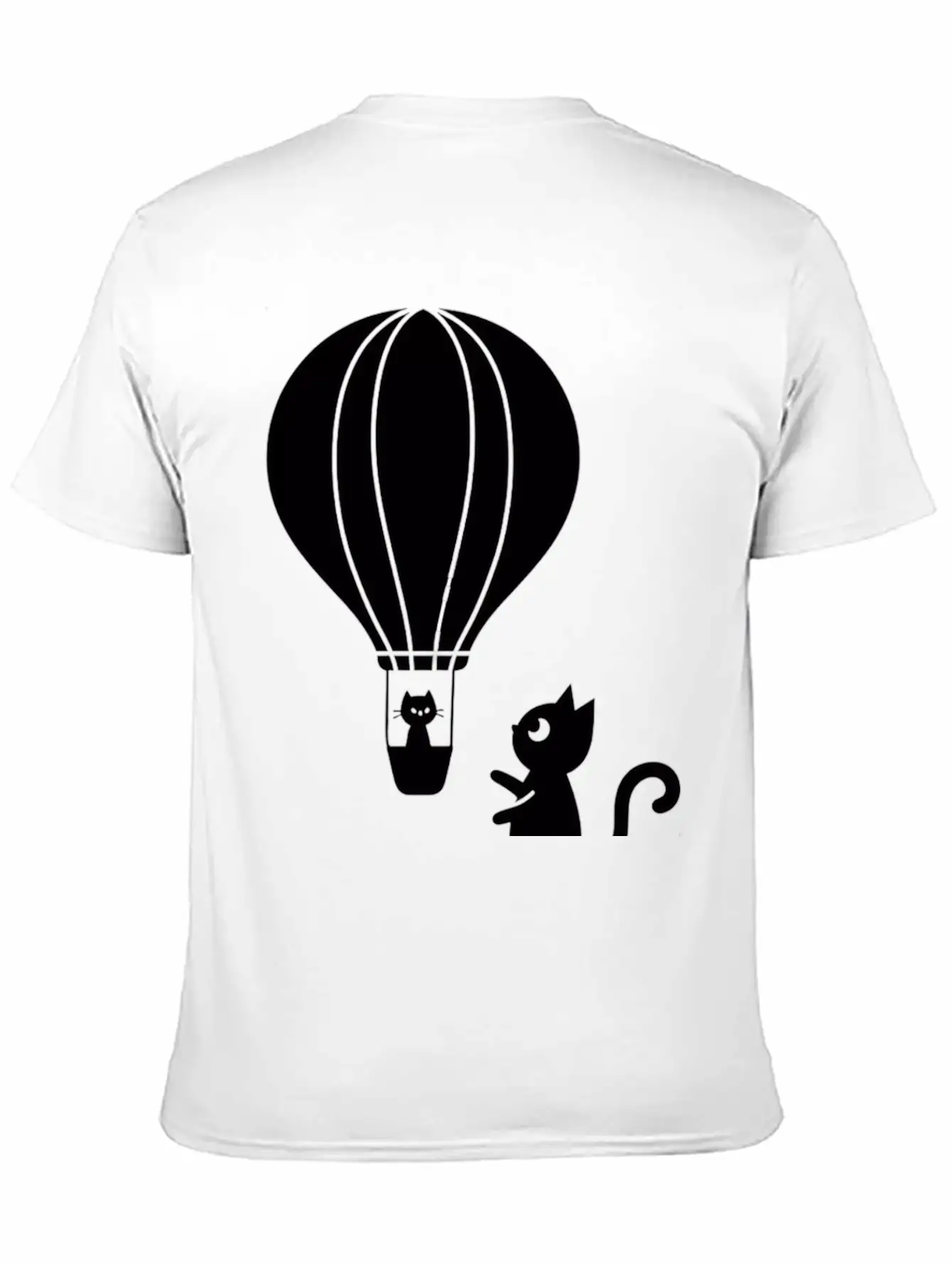 Hot Air Balloon And Cats Design Stylish Everyday T-Shirt – Unisex Basic Cotton Tee