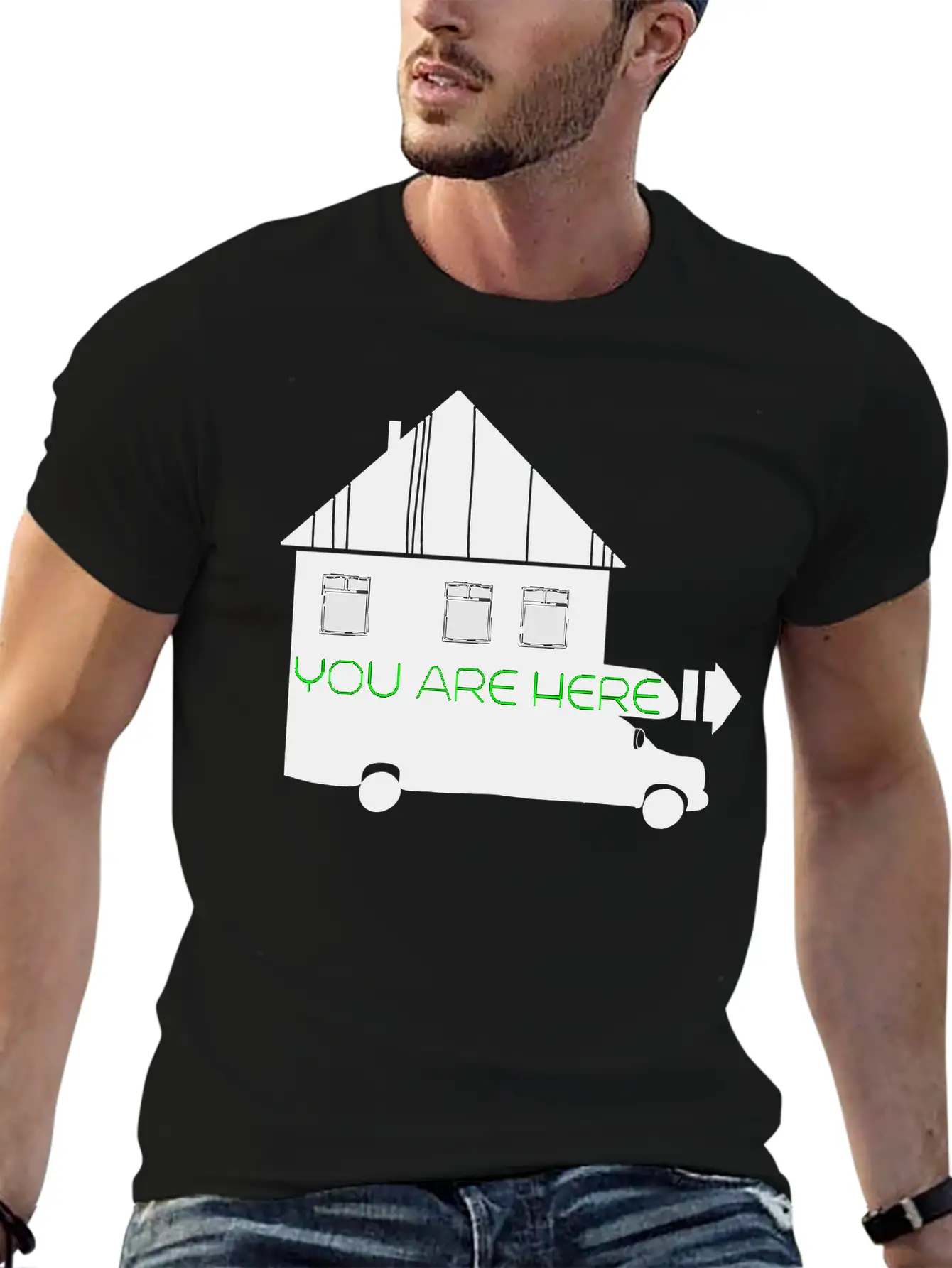 House On Wheels Breathable Graphic T-Shirt – Perfect For Casual Days