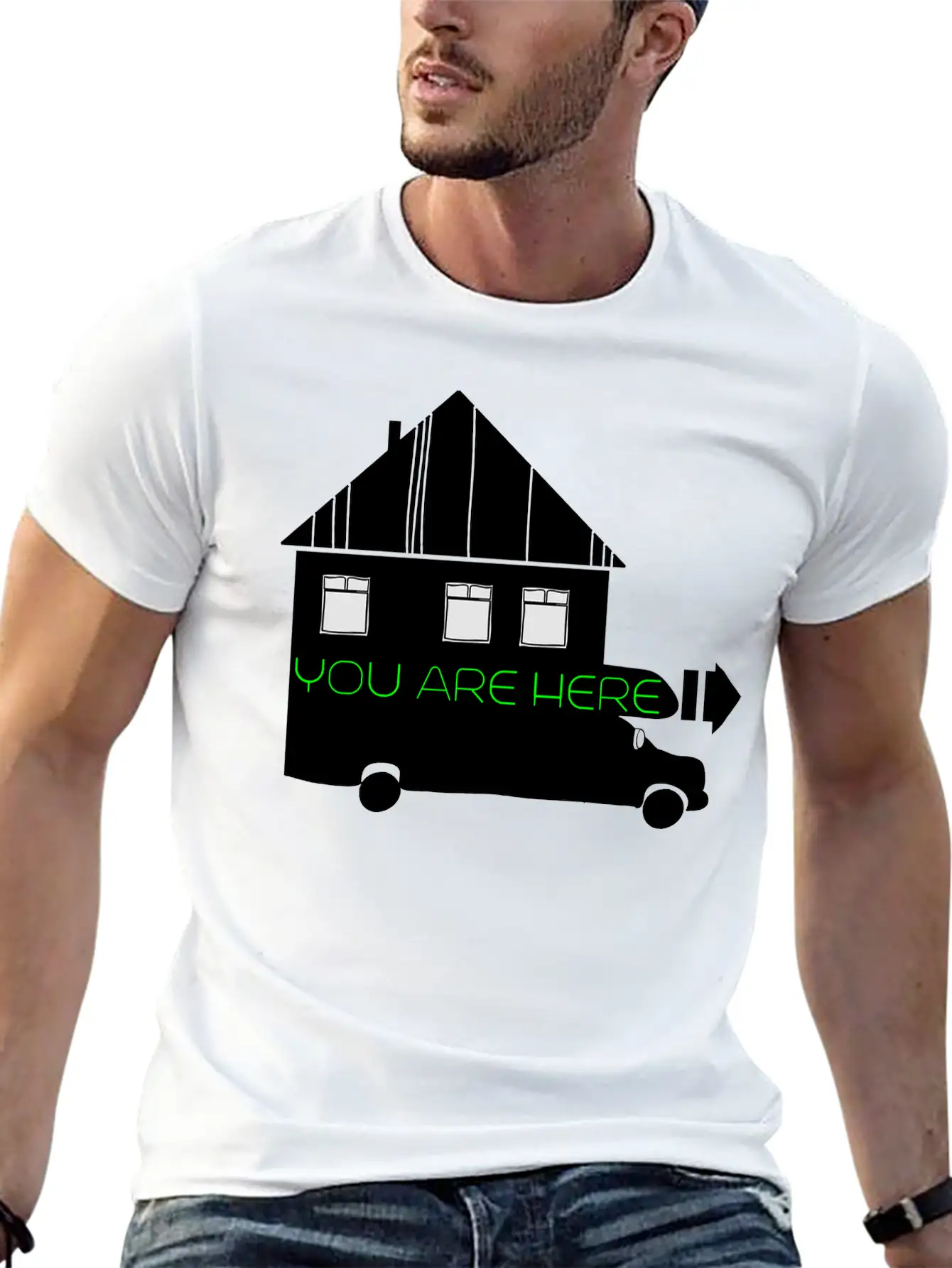 House On Wheels Breathable Graphic T-Shirt – Perfect For Casual Days