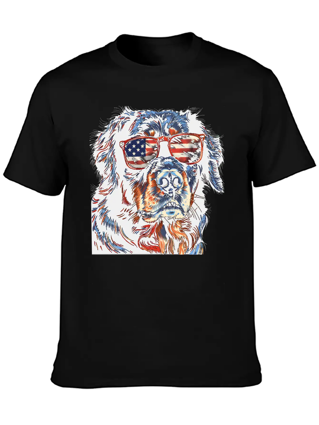 Hovawart Dog. American Independence Day Stylish Everyday T-Shirt – Unisex Basic Cotton Tee