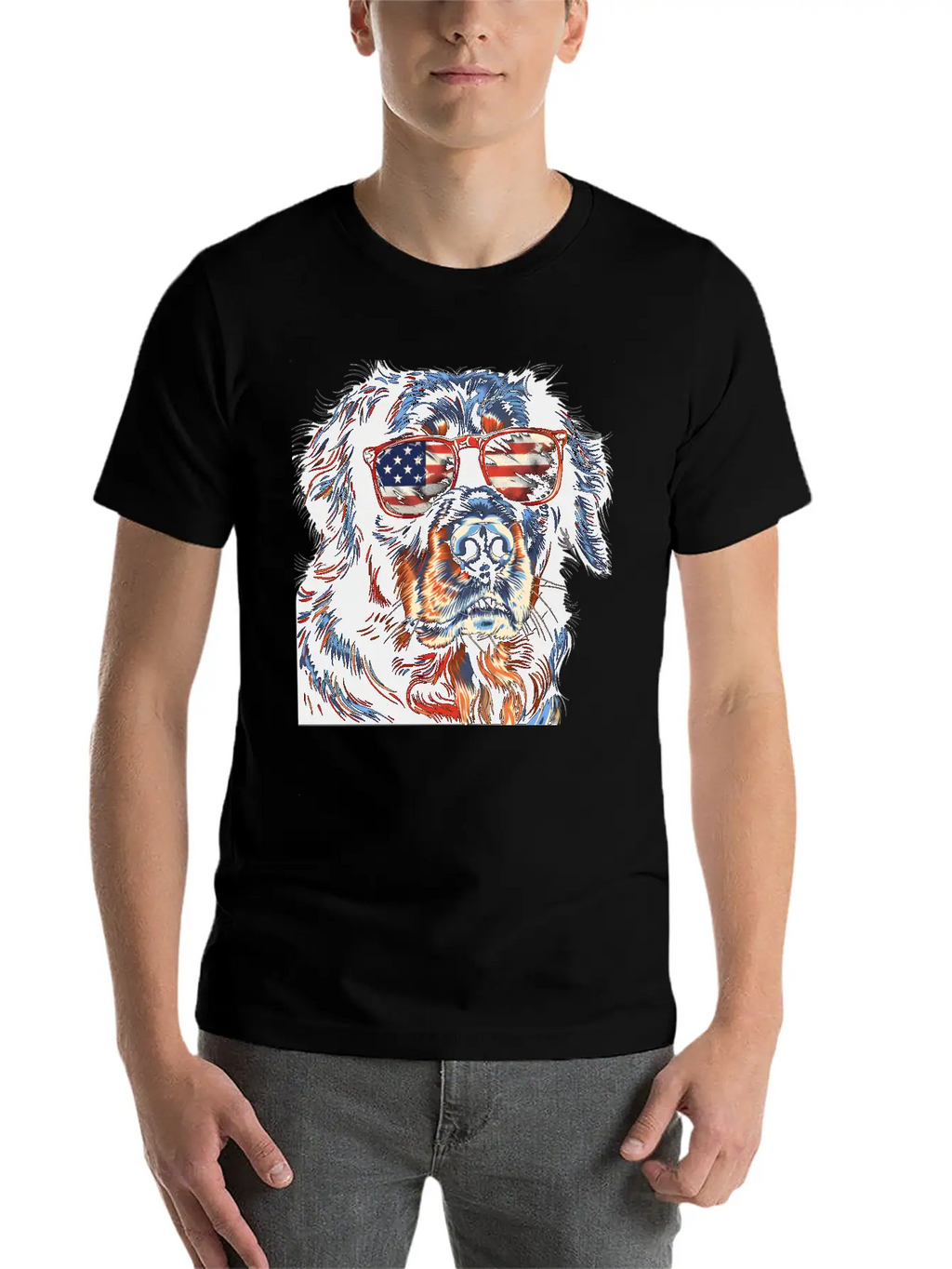 Hovawart Dog. American Independence Day Stylish Everyday T-Shirt – Unisex Basic Cotton Tee
