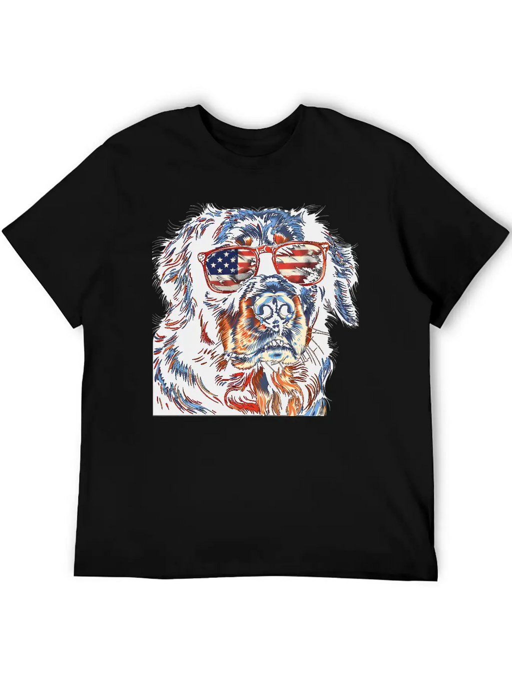 Hovawart Dog. American Independence Day Stylish Everyday T-Shirt – Unisex Basic Cotton Tee