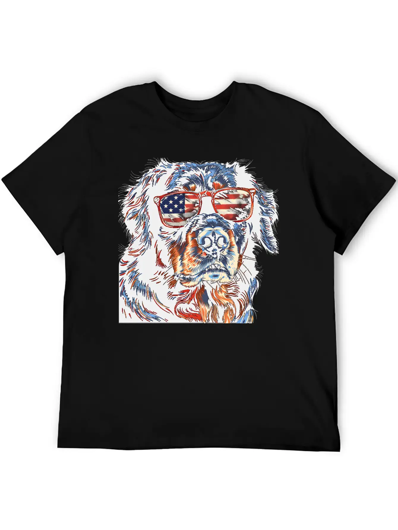 Hovawart Dog. American Independence Day Stylish Everyday T-Shirt – Unisex Basic Cotton Tee