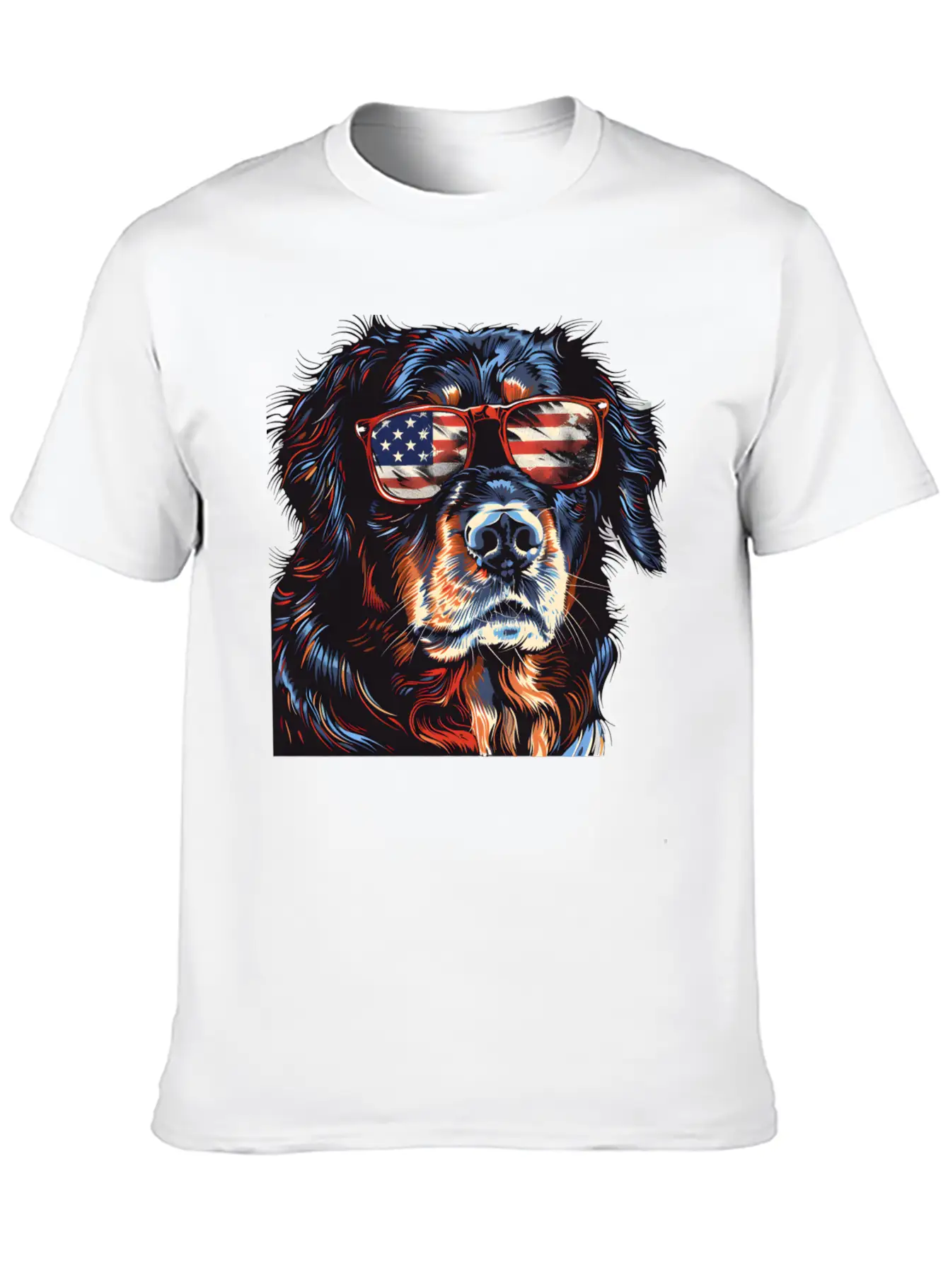 Hovawart Dog. American Independence Day Stylish Everyday T-Shirt – Unisex Basic Cotton Tee