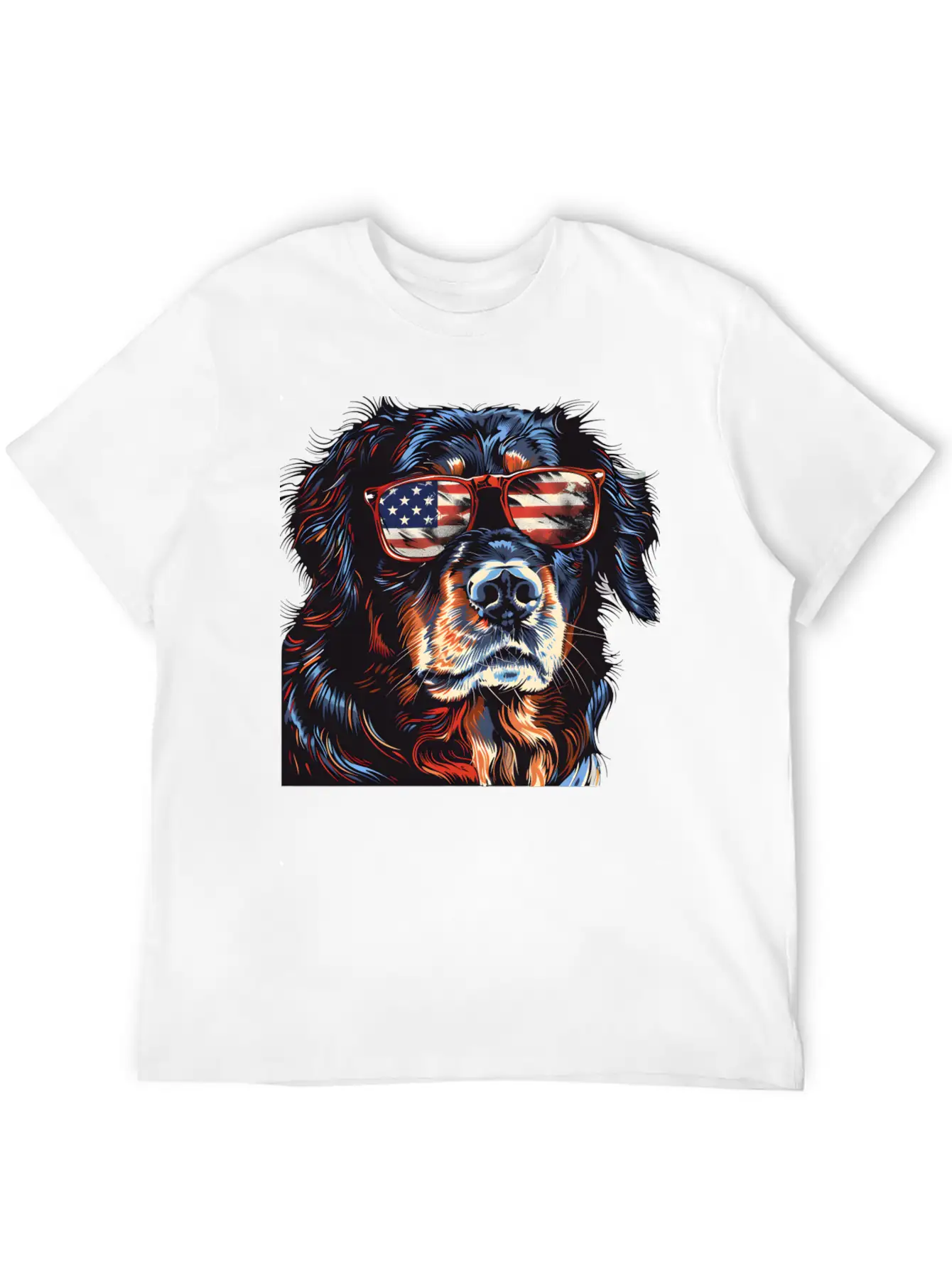 Hovawart Dog. American Independence Day Stylish Everyday T-Shirt – Unisex Basic Cotton Tee