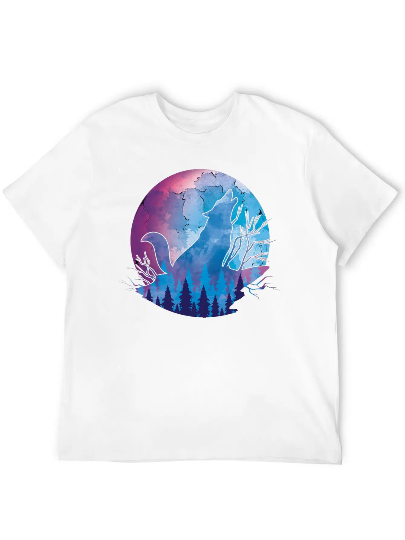 Howling Wolf Moonlight Wolf Essential Cotton Tee For Daily Outfits – Unisex Style