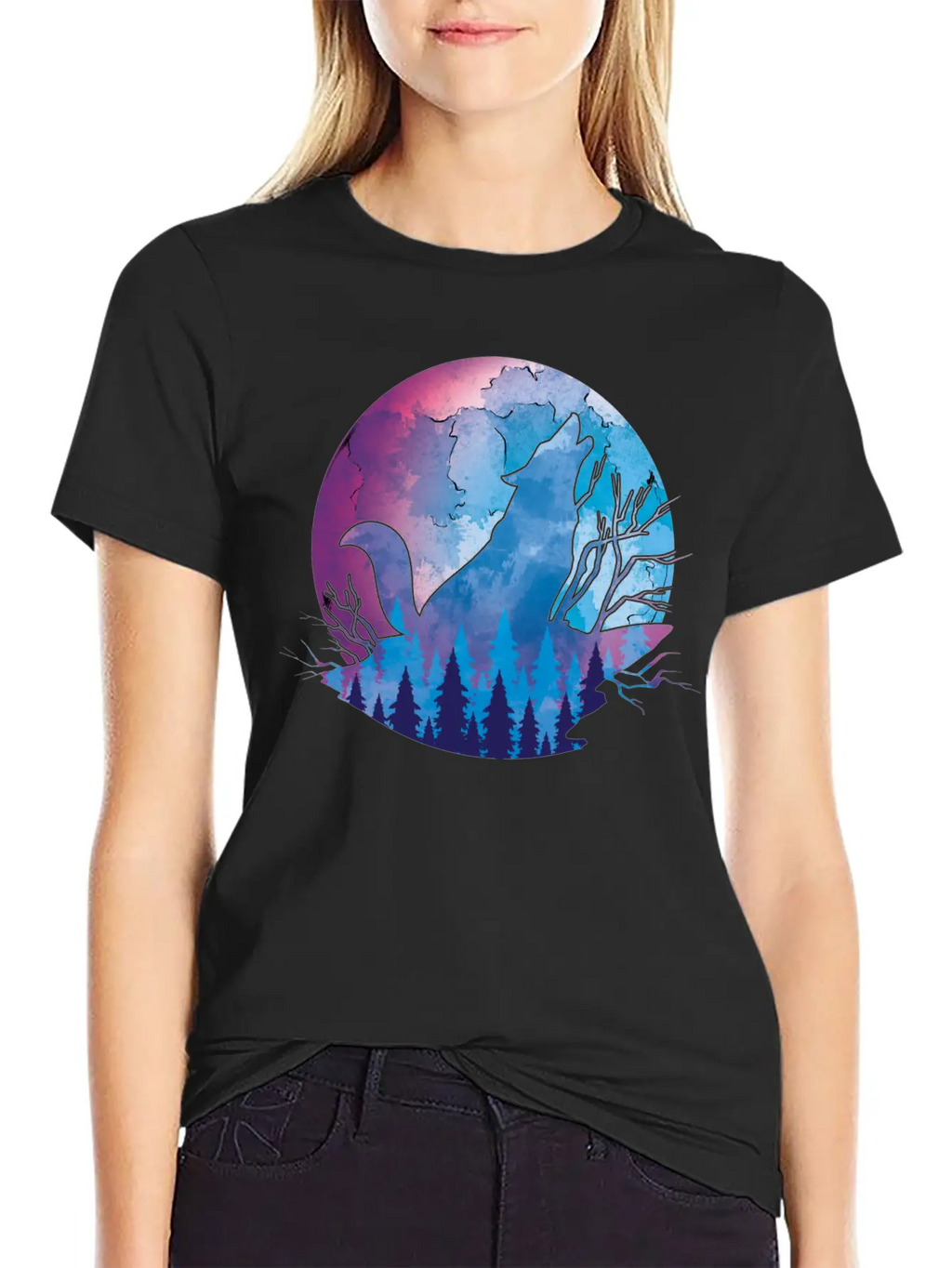 Howling Wolf Moonlight Wolf Essential Cotton Tee For Daily Outfits – Unisex Style