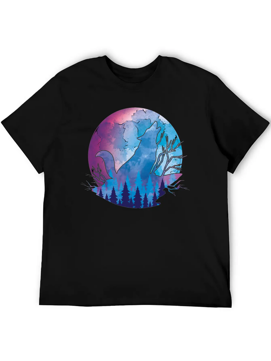 Howling Wolf Moonlight Wolf Essential Cotton Tee For Daily Outfits – Unisex Style