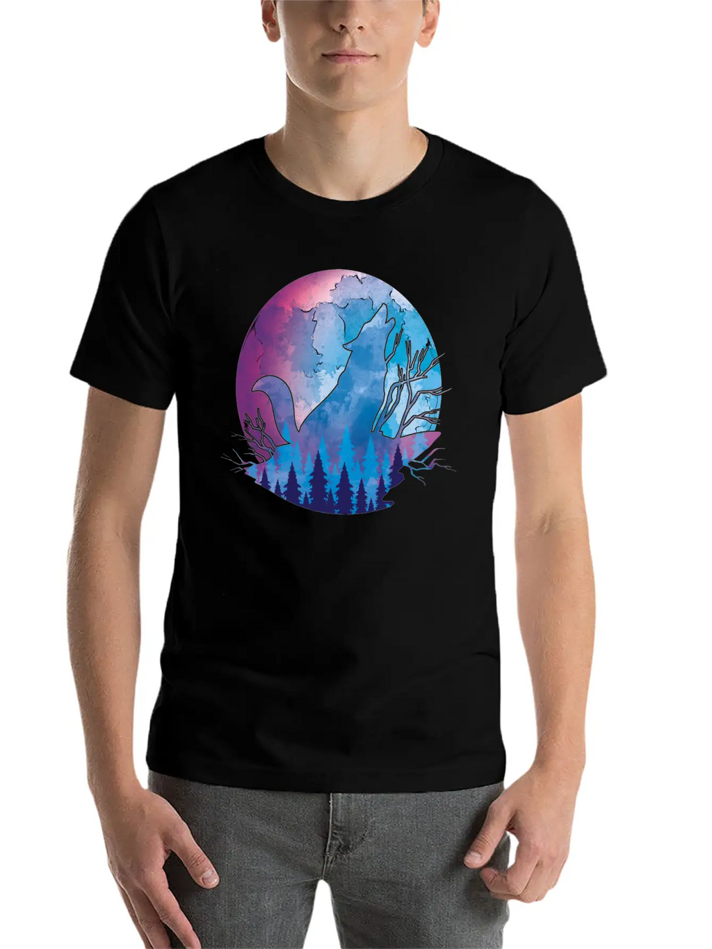 Howling Wolf Moonlight Wolf Essential Cotton Tee For Daily Outfits – Unisex Style