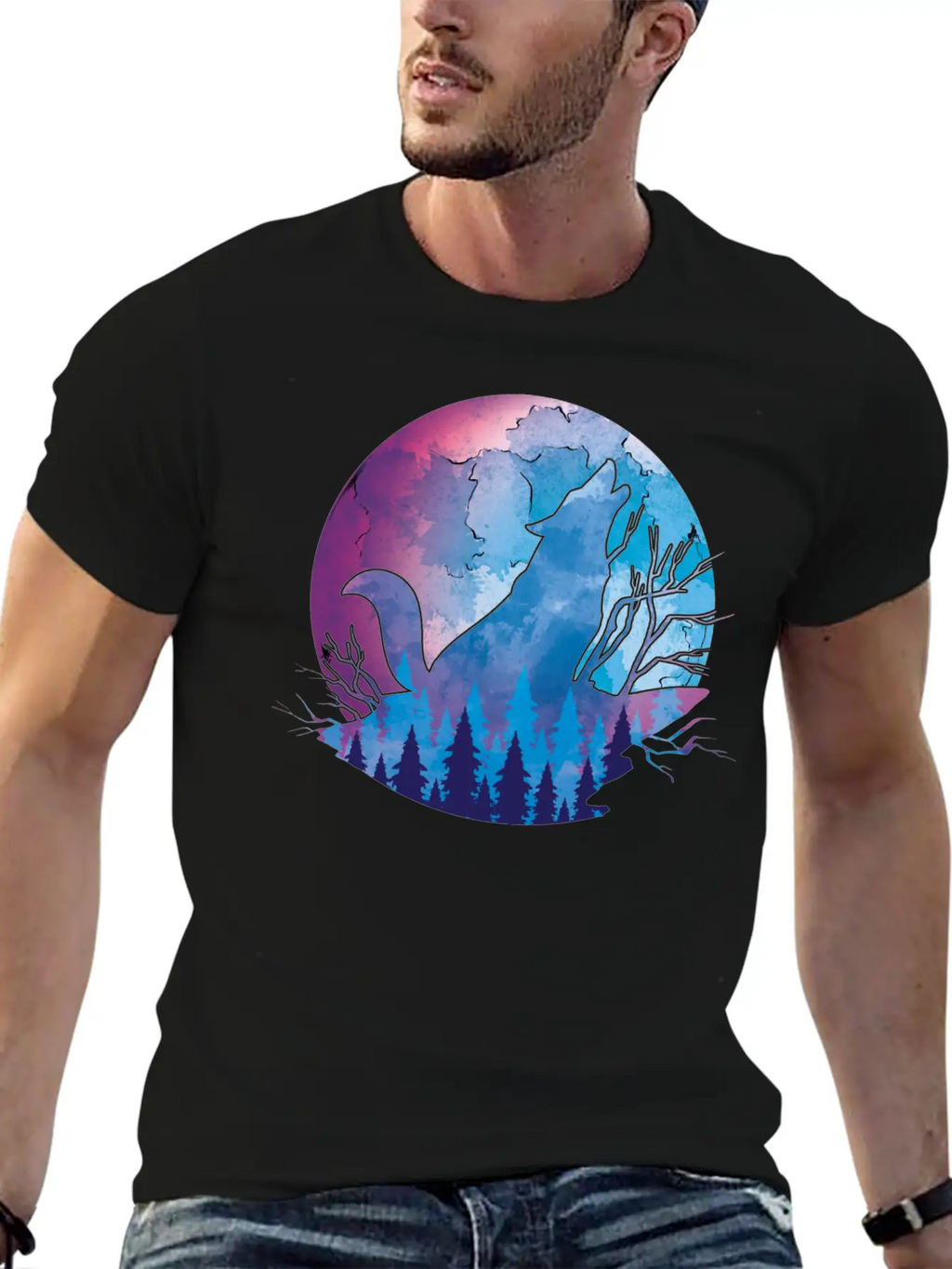 Howling Wolf Moonlight Wolf Essential Cotton Tee For Daily Outfits – Unisex Style