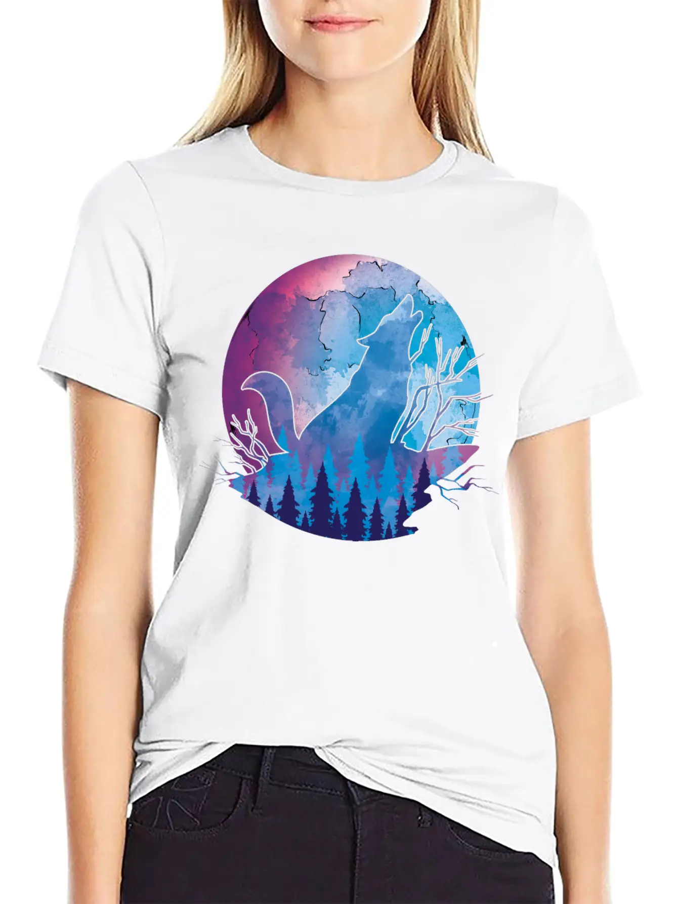 Howling Wolf Moonlight Wolf Essential Cotton Tee For Daily Outfits – Unisex Style
