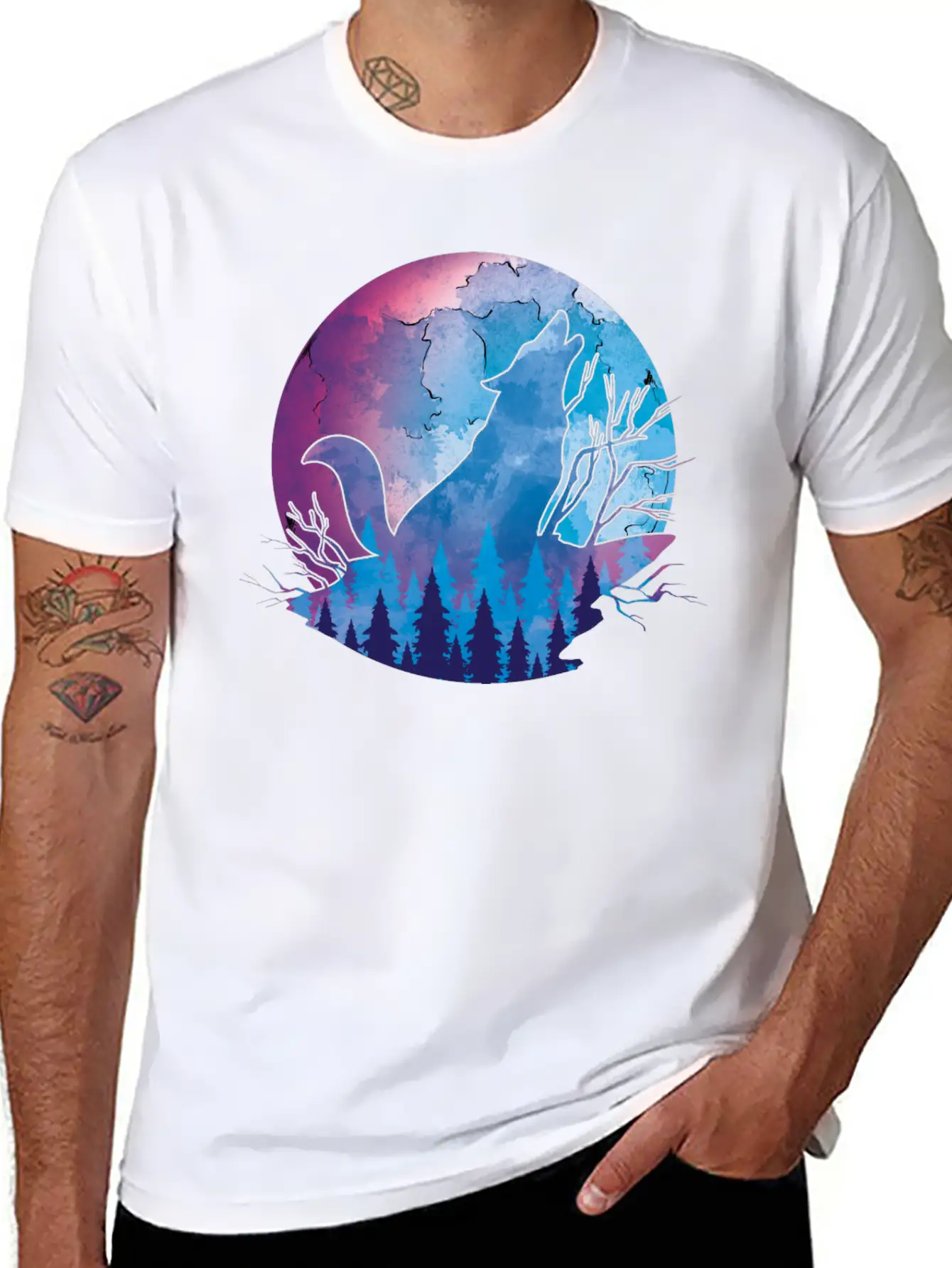 Howling Wolf Moonlight Wolf Essential Cotton Tee For Daily Outfits – Unisex Style