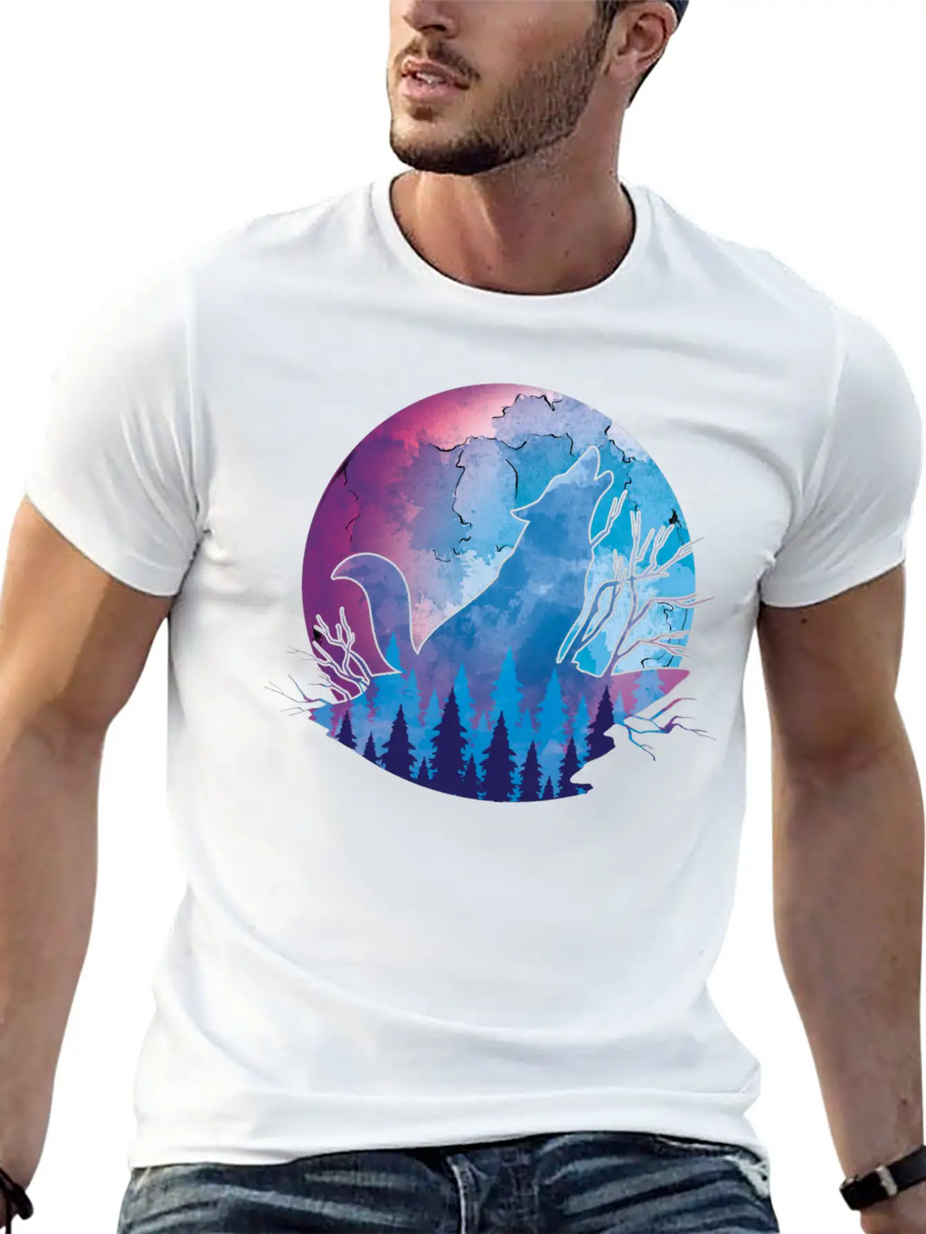 Howling Wolf Moonlight Wolf Essential Cotton Tee For Daily Outfits – Unisex Style
