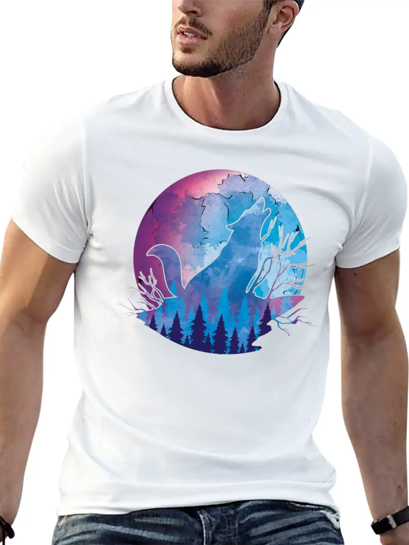 Howling Wolf Moonlight Wolf Essential Cotton Tee For Daily Outfits – Unisex Style