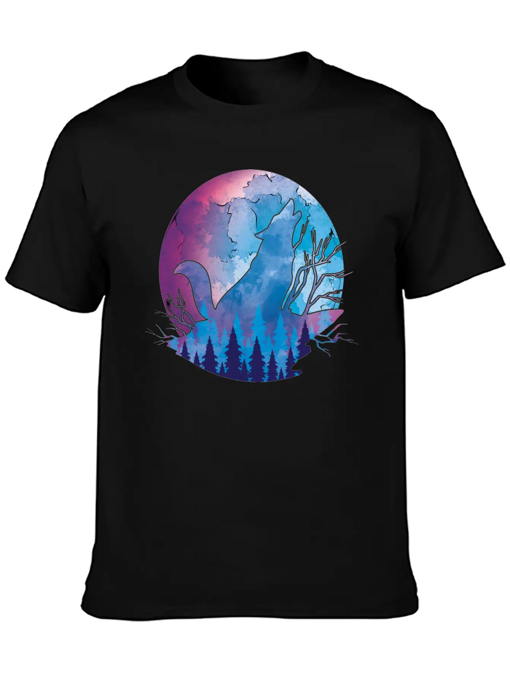 Howling Wolf Moonlight Wolf Essential Cotton Tee For Daily Outfits – Unisex Style
